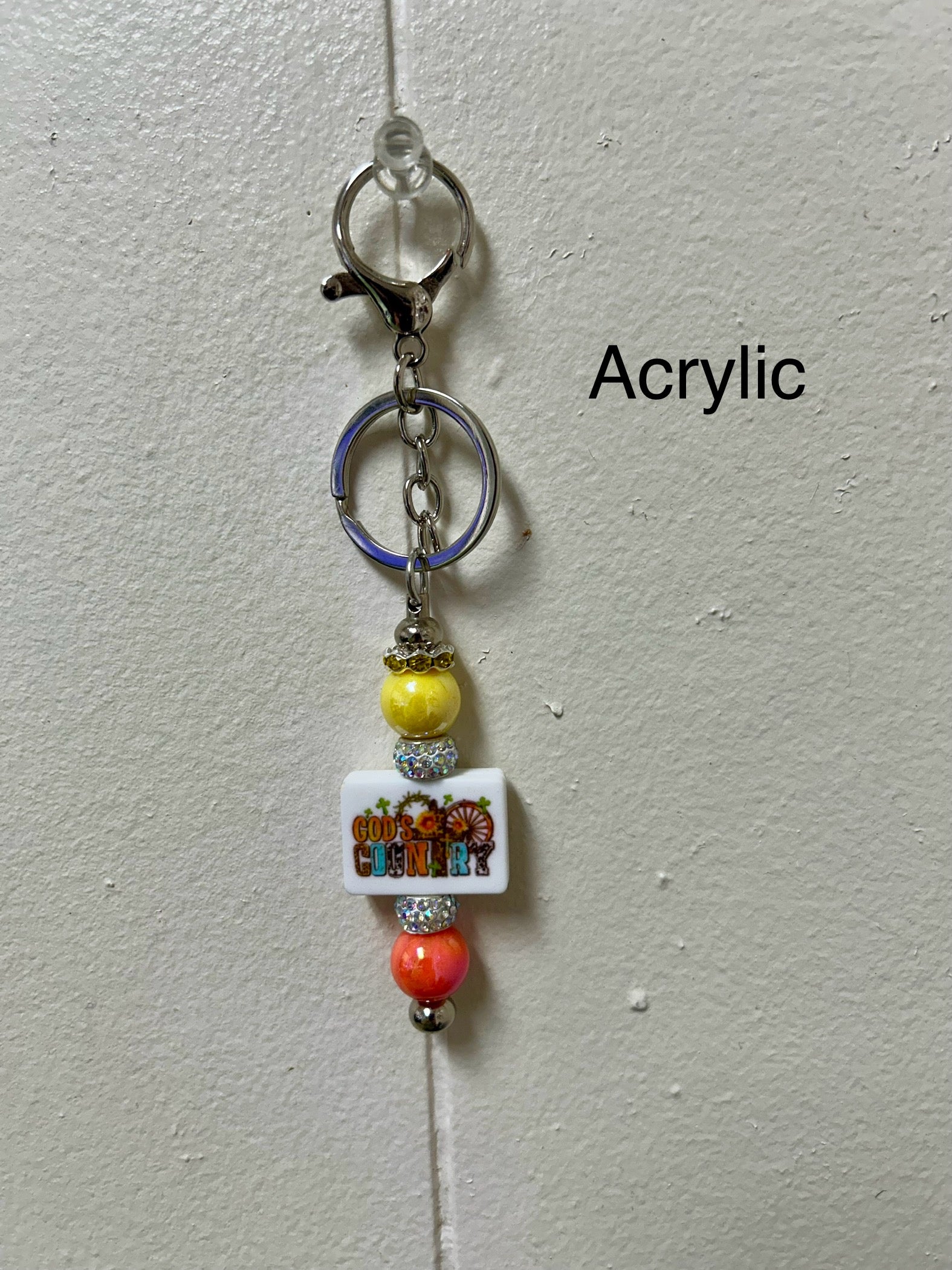 Acrylic Beaded Keychain with Christian Focal