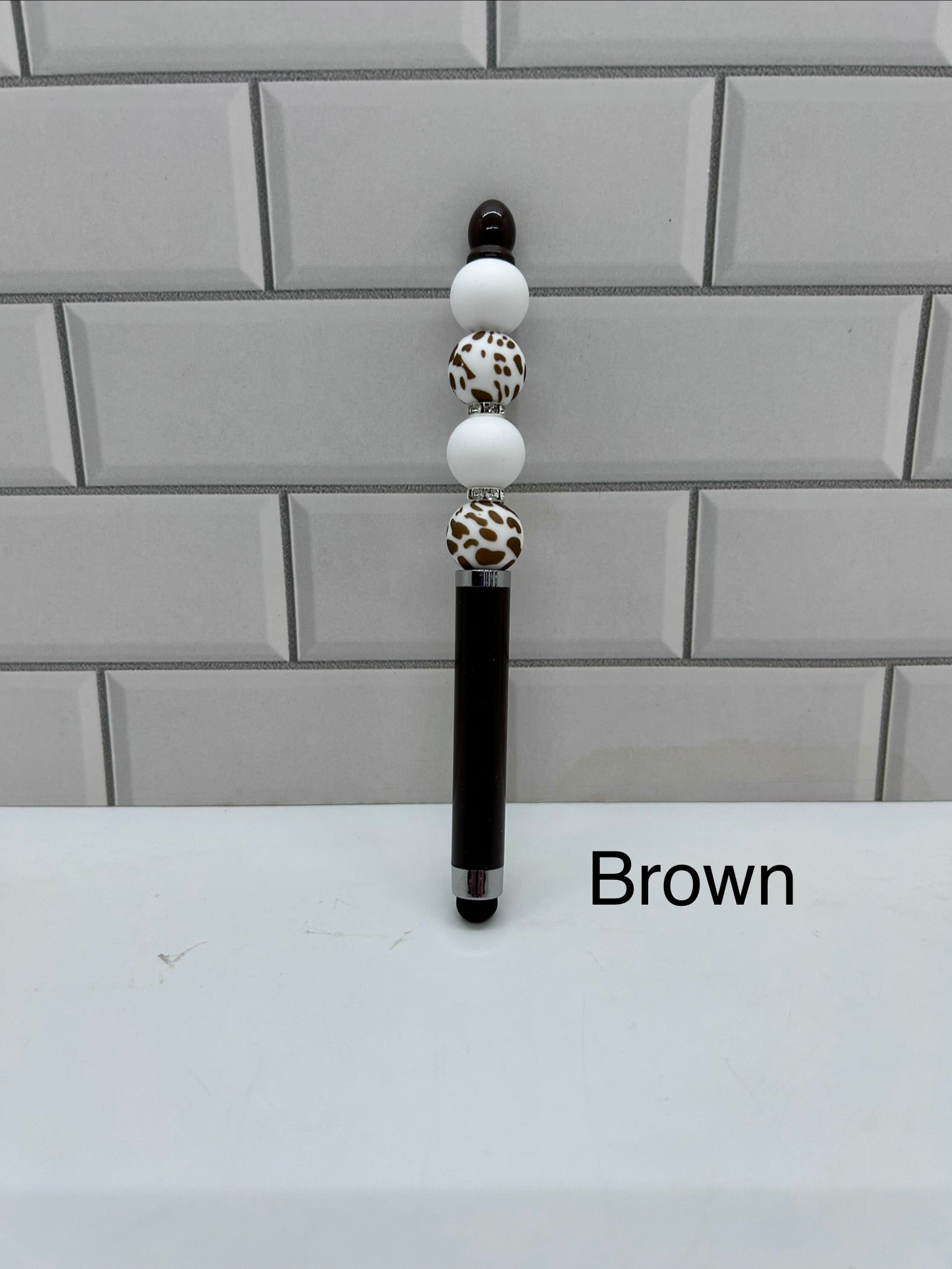 Beaded Stylus/Pen-Brown Silicone