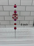 Beaded Pokey/Weeding Tool-8 inch-Red/White