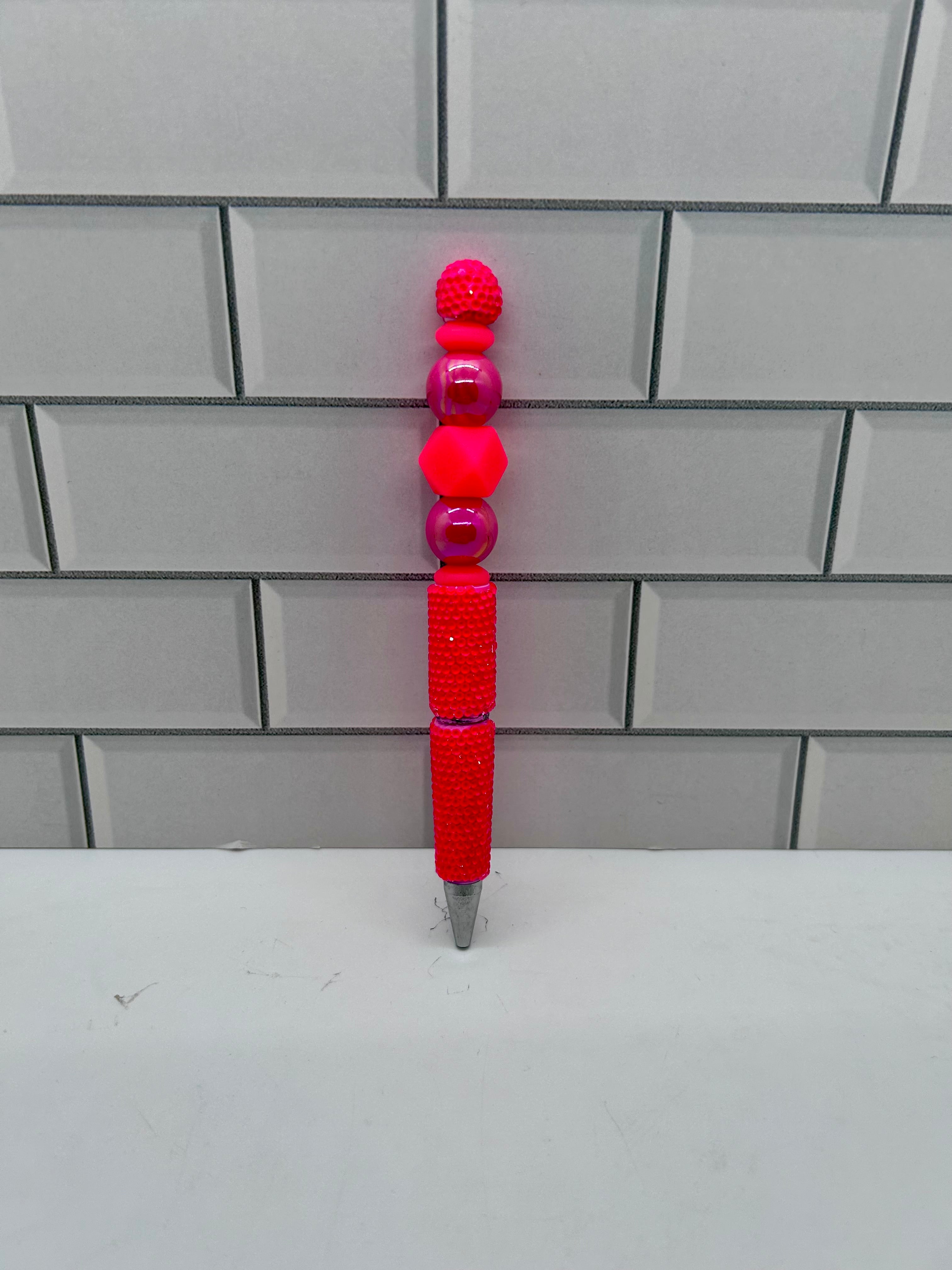 Rhinestone Beaded Ballpoint Pen-Hot Pink (Rhinestone Not Perfect)