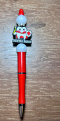 Stylo à bille perlé en silicone avec motif dentaire rouge