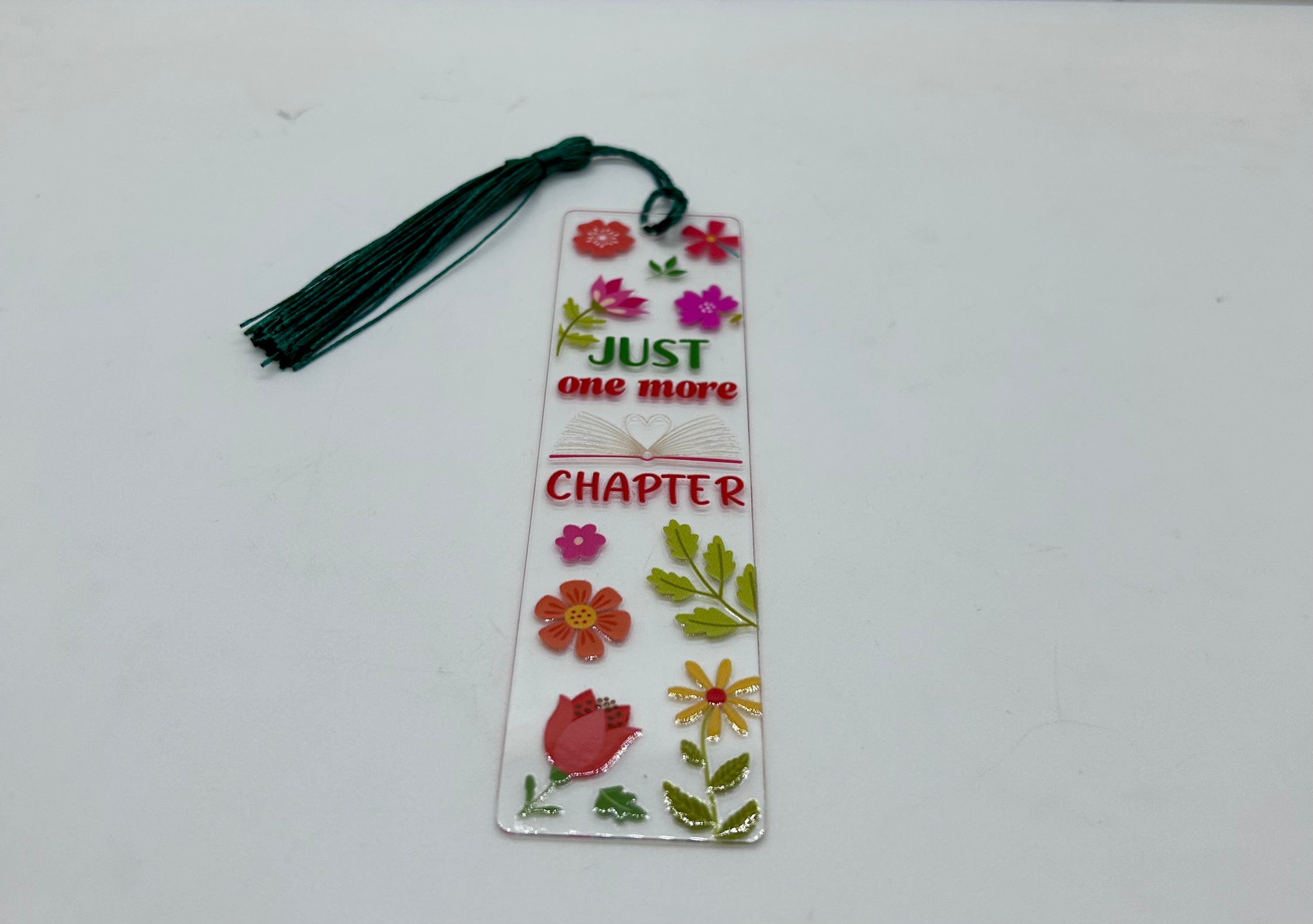Acrylic Bookmark with Green Colored Tassel, Bookish Theme