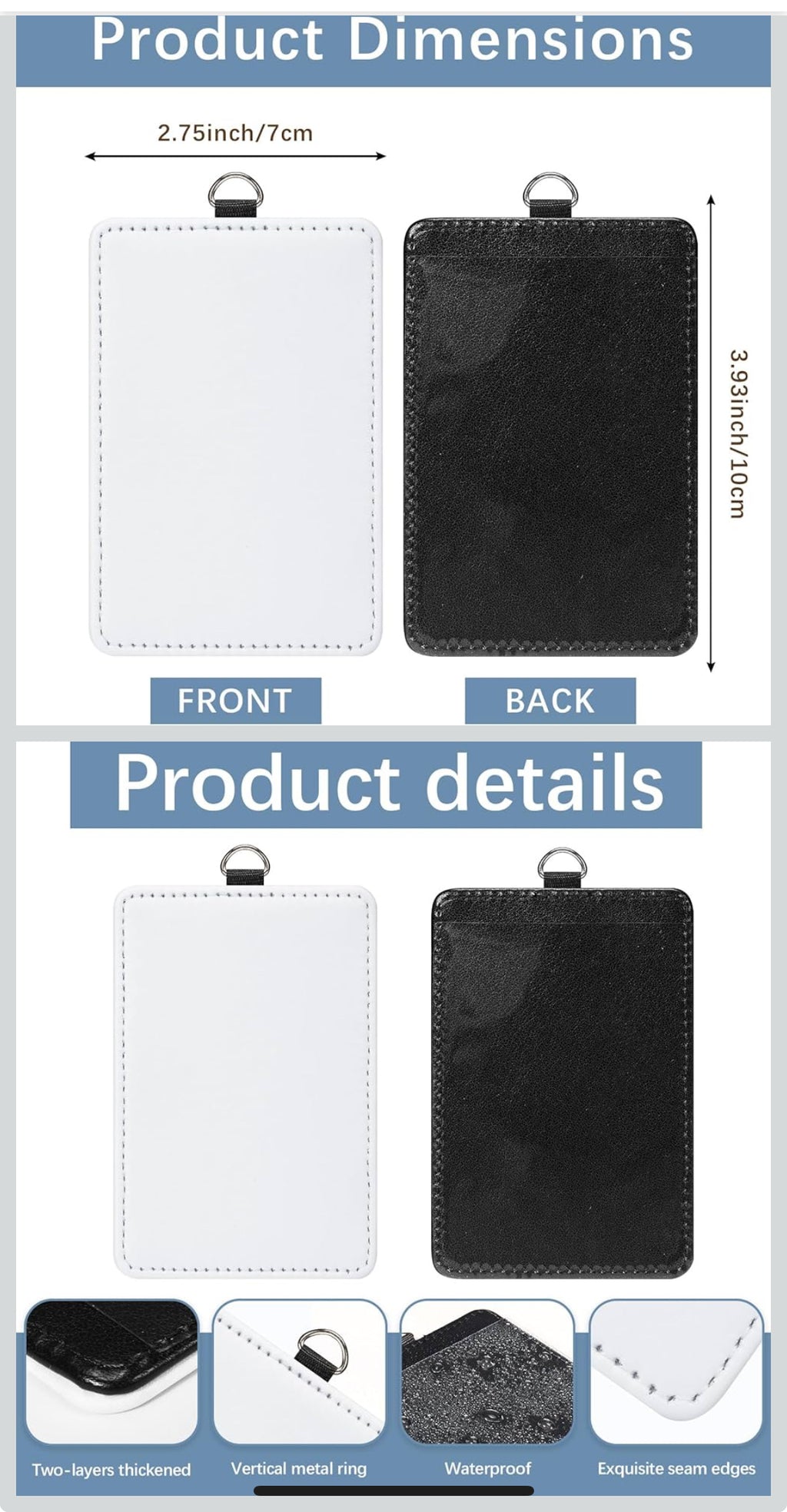Pu Leather ID Card  Holder-Can Include a Free Design!