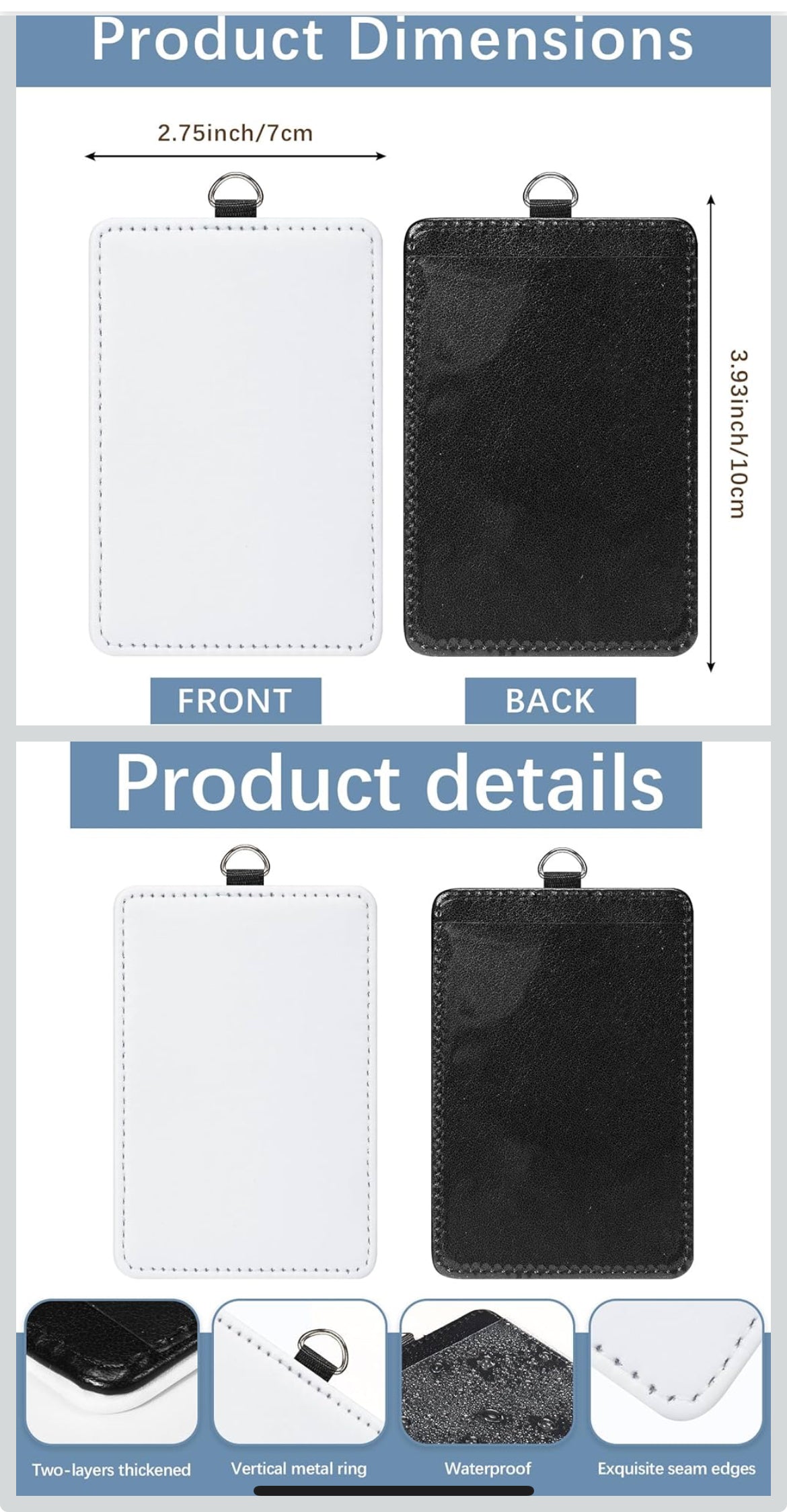 Pu Leather ID Card  Holder-Can Include a Free Design!