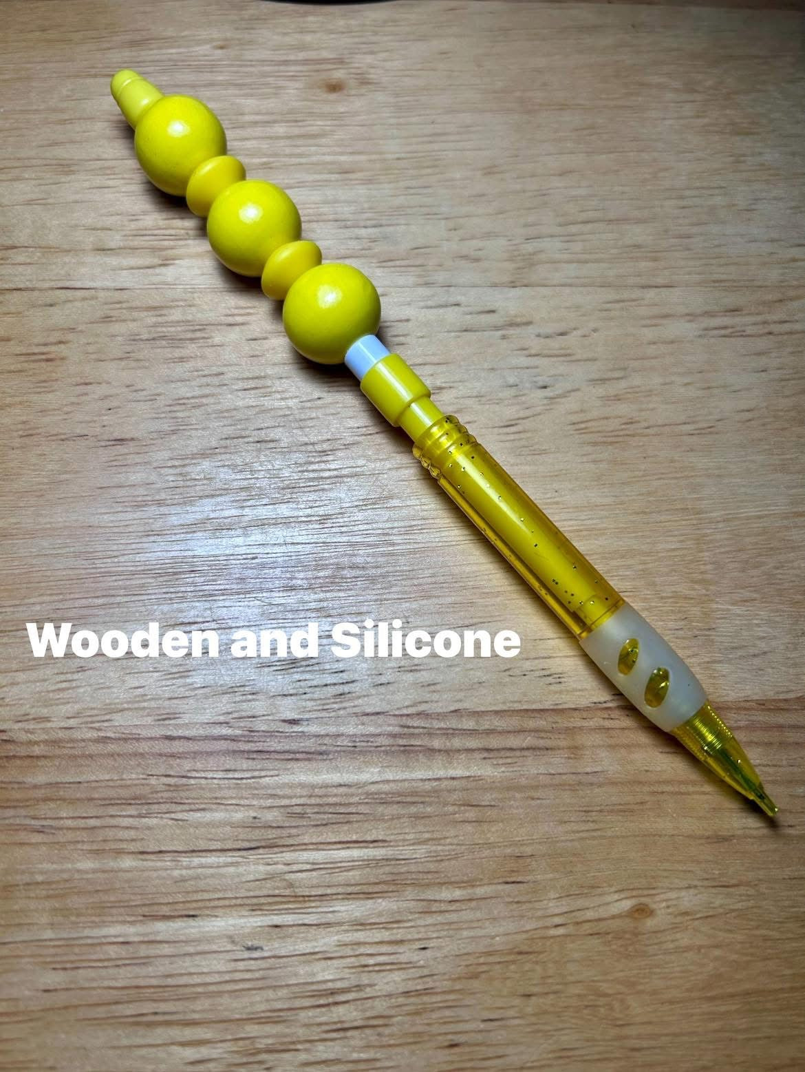 Beaded Mechanical Pencil-Yellow Wooden and Silicone