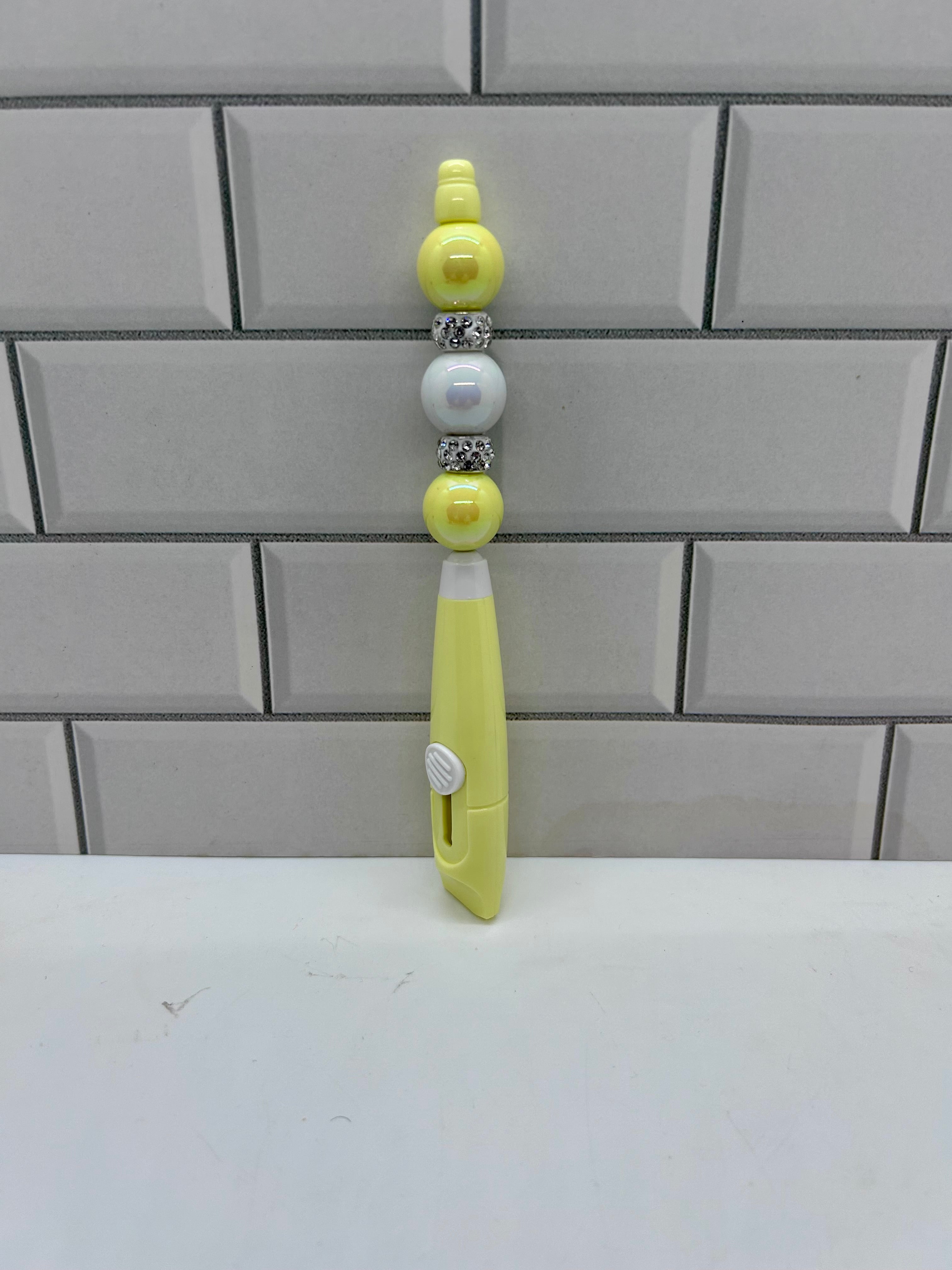 Beaded Box Cutter- Yellow Acrylic