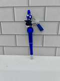 Beaded Ballpoint Pens-Blue with Graduation Theme
