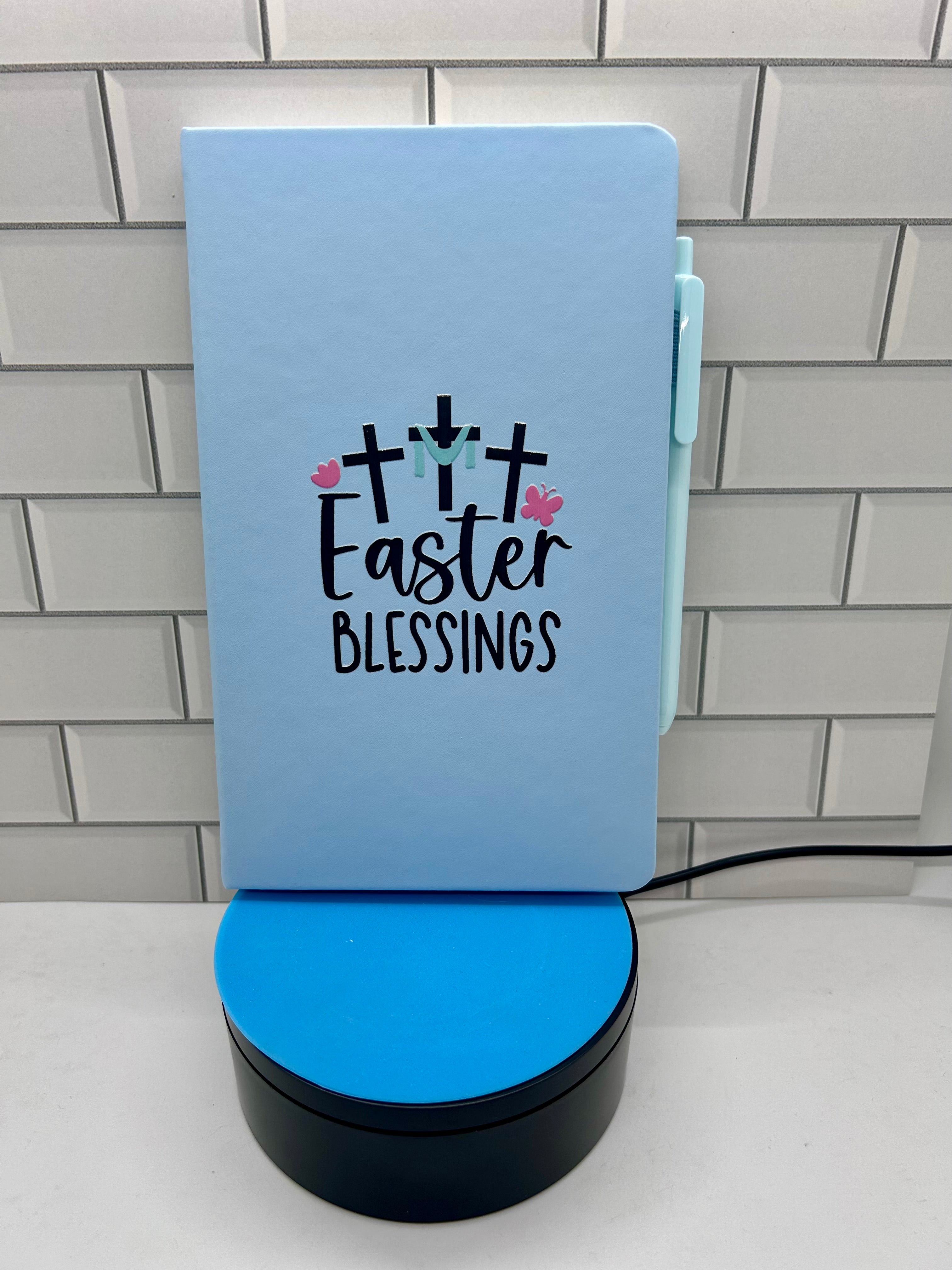 A5 Blank Lined Journal Featuring A beautiful Easter Design-Blue