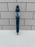 Rhinestone Beaded Ballpoint Pen-Blue/Green with Heart