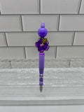 Beaded Ballpoint Pen-Purple w/ Flower Focal