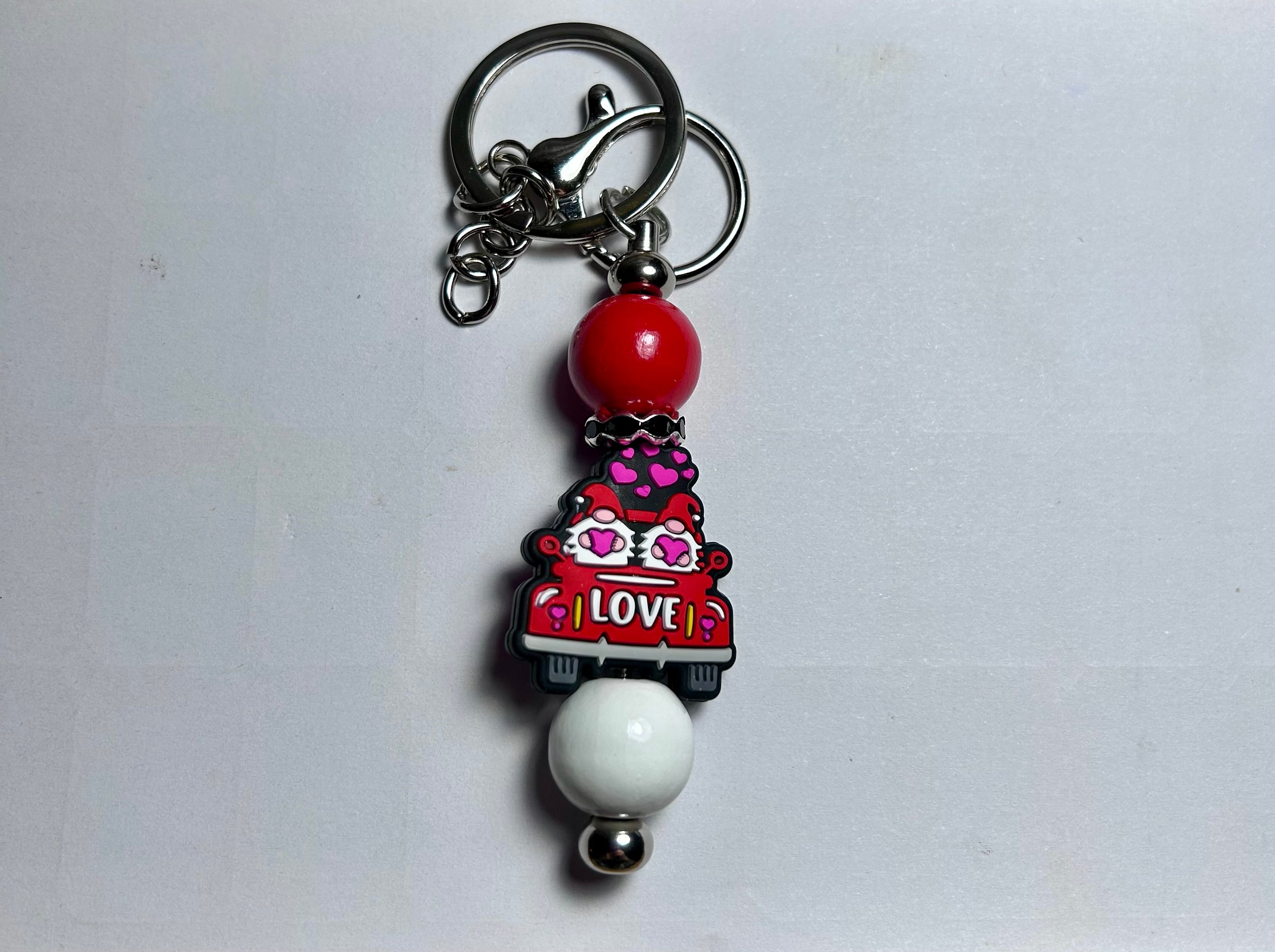 Valentines Day Theme Beaded Keychain