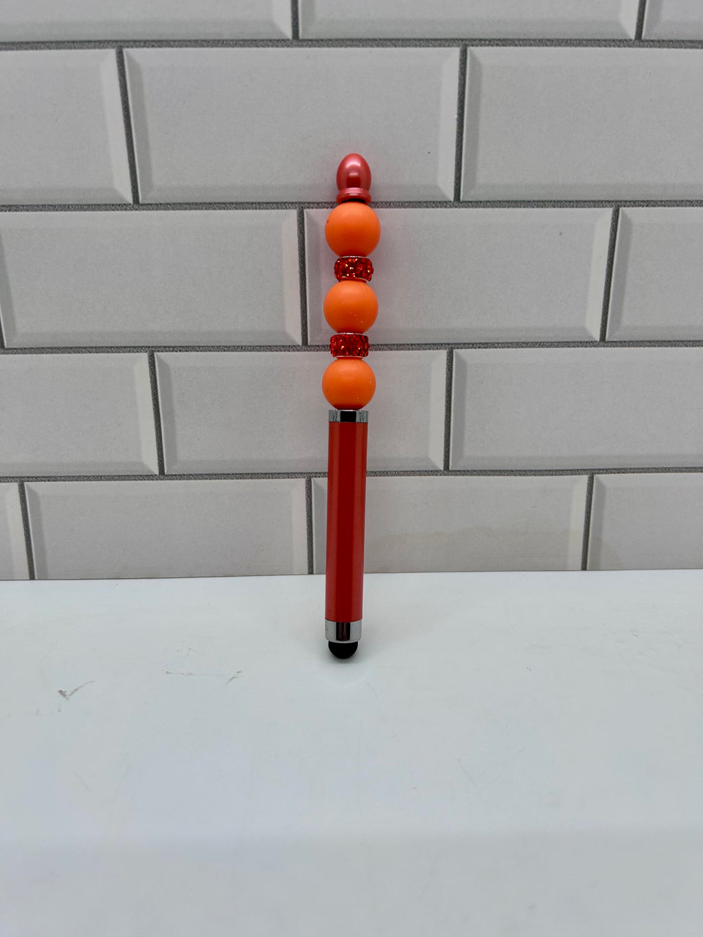 Beaded Stylus/Pen-Orange Acrylic