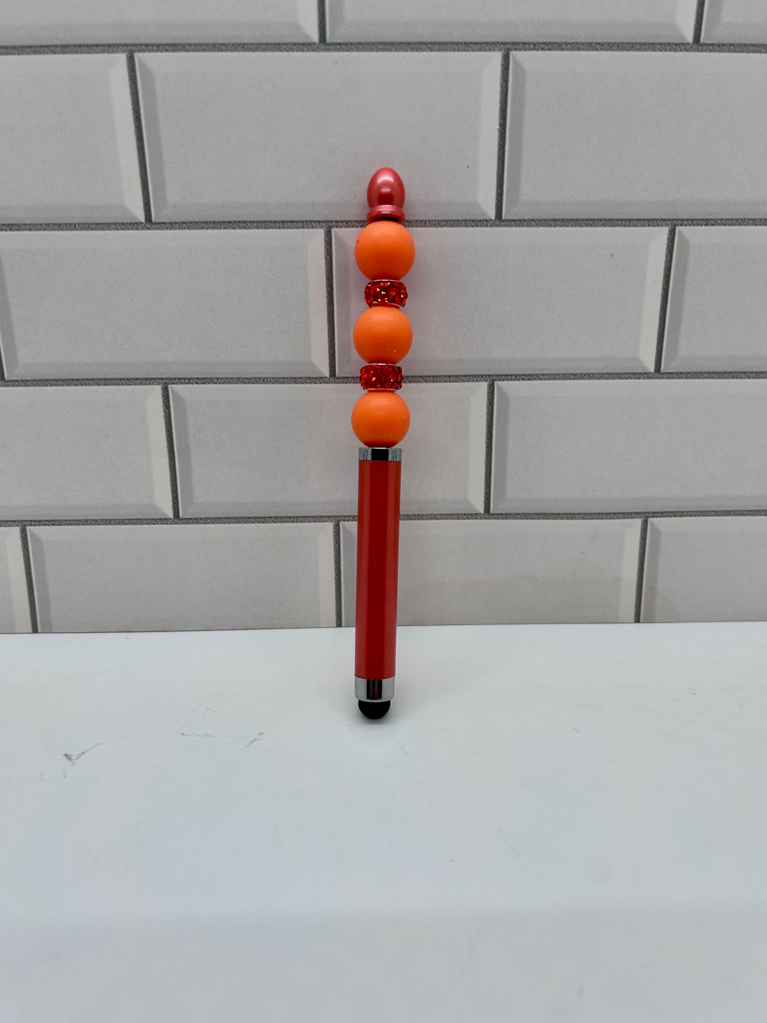 Beaded Stylus/Pen-Orange Acrylic