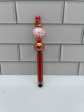 Beaded Stylus/Pen-Orange/Floral