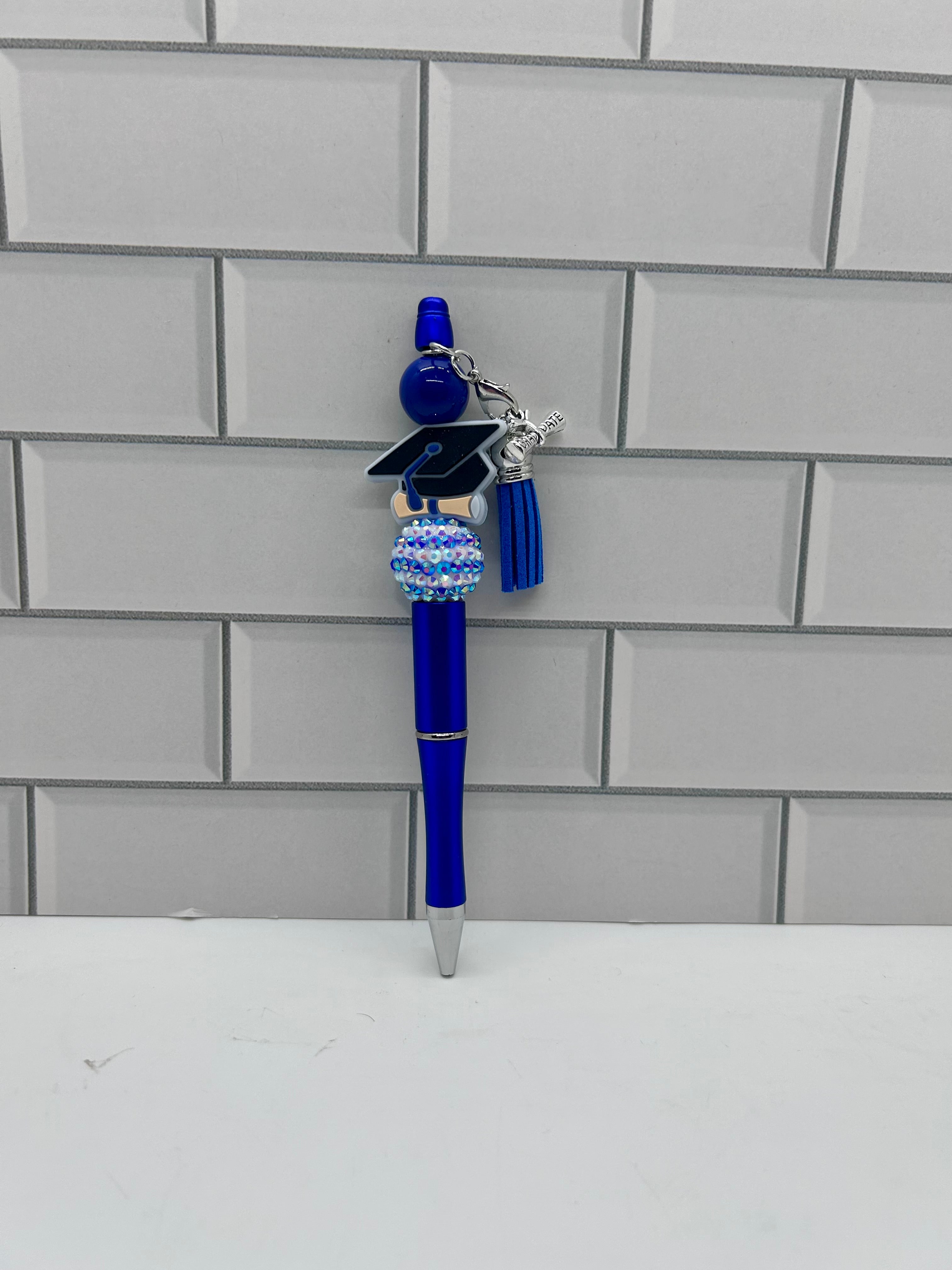 Stylos billes perlés - Bleus, thème diplôme
