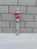 Beaded Box Cutter-White Silicone w/flamingo focal￼
