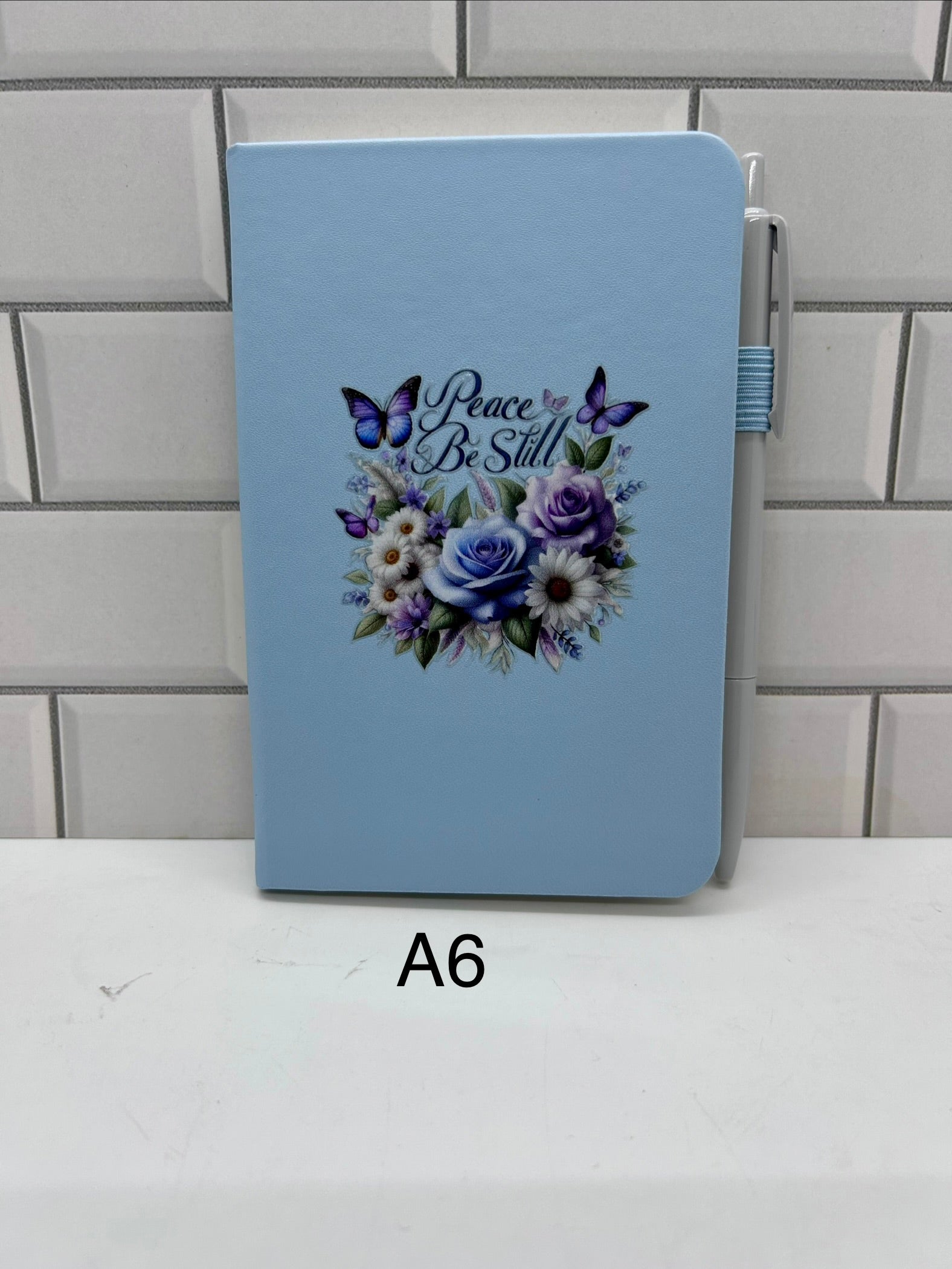 A6 Blank Lined Journal Featuring A Beautiful Inspirational Design-Blue