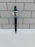Beaded Ballpoint Pen- Black Acrylic w/Coffee Silicone Focal