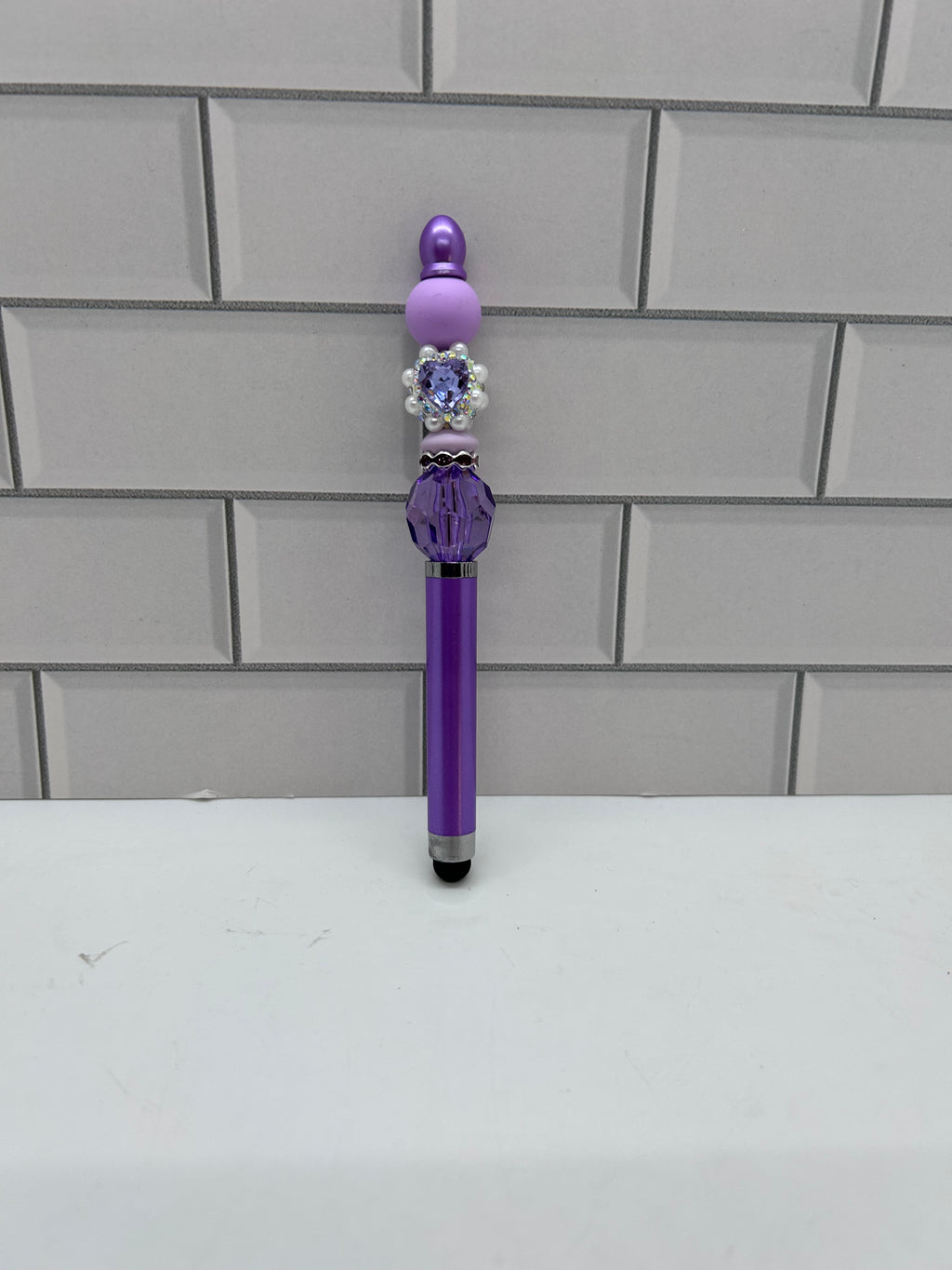 Beaded Stylus/Pen-Purple/Heart