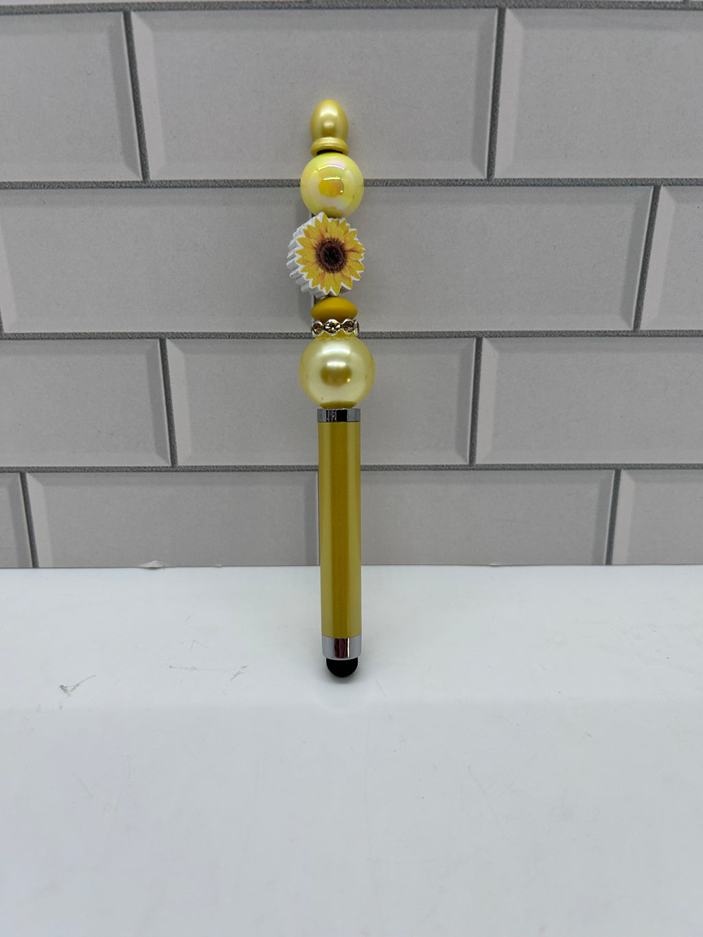 Beaded Stylus/Pen-Yellow/Sunflower