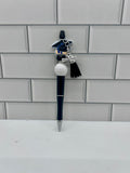 Beaded Ballpoint Pens-Black with Graduation Theme