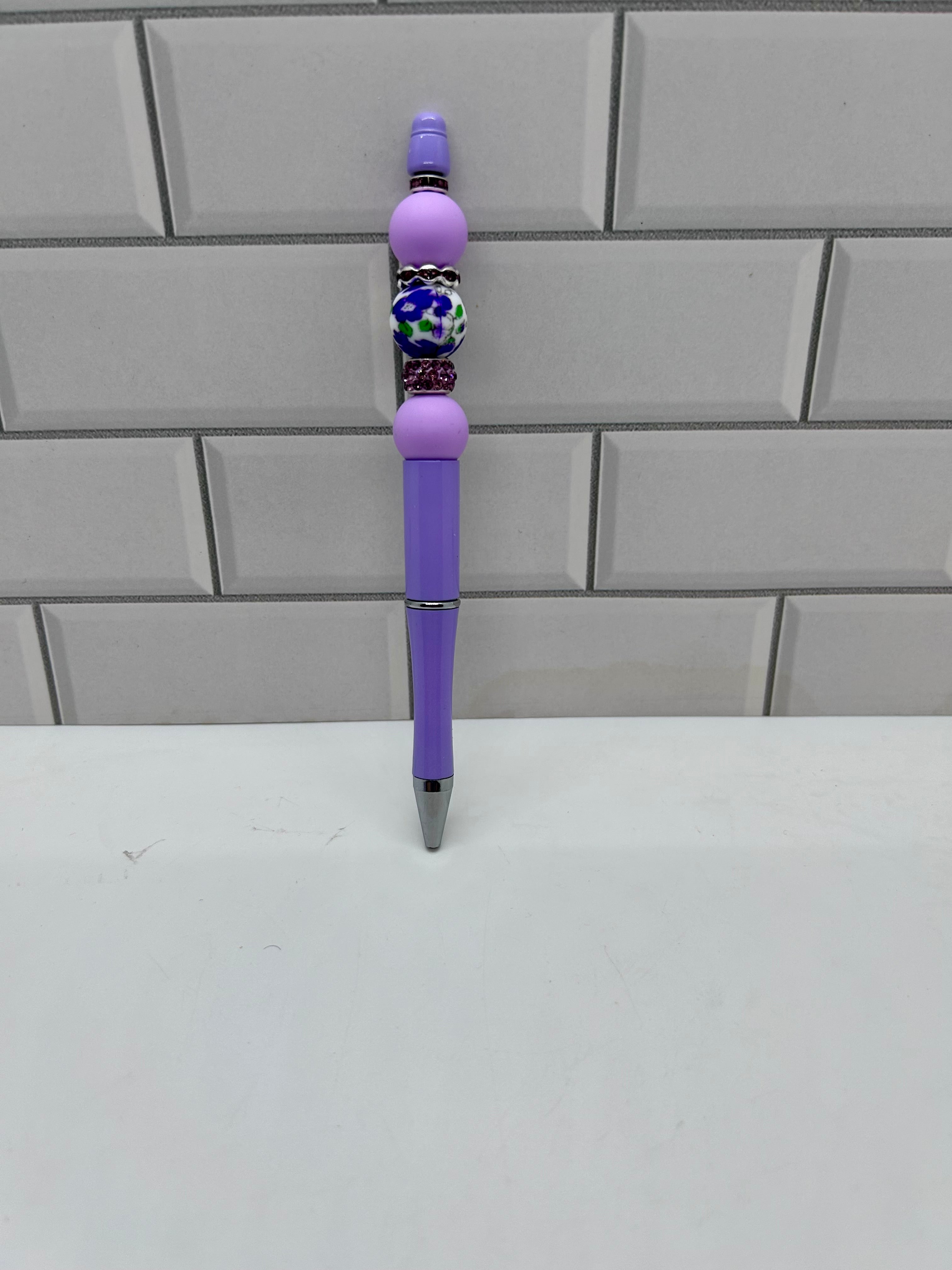 Stylo bille perlé-Silicone violet