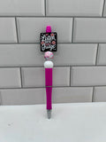 Beaded Ballpoint Pen-Dark Pink Silicone with Don’t Judge Theme Focal