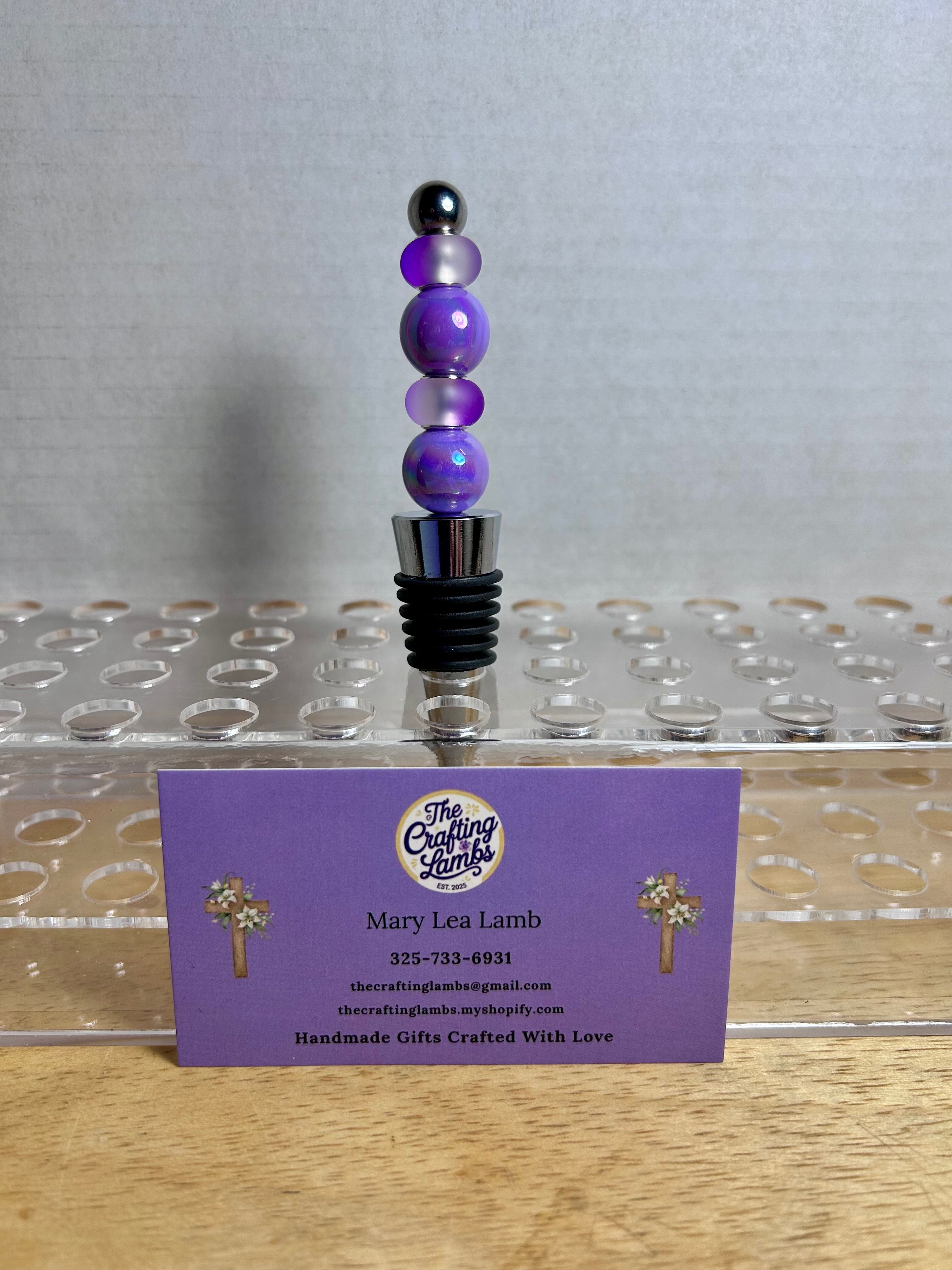 Beaded Wine Stopper-Purple