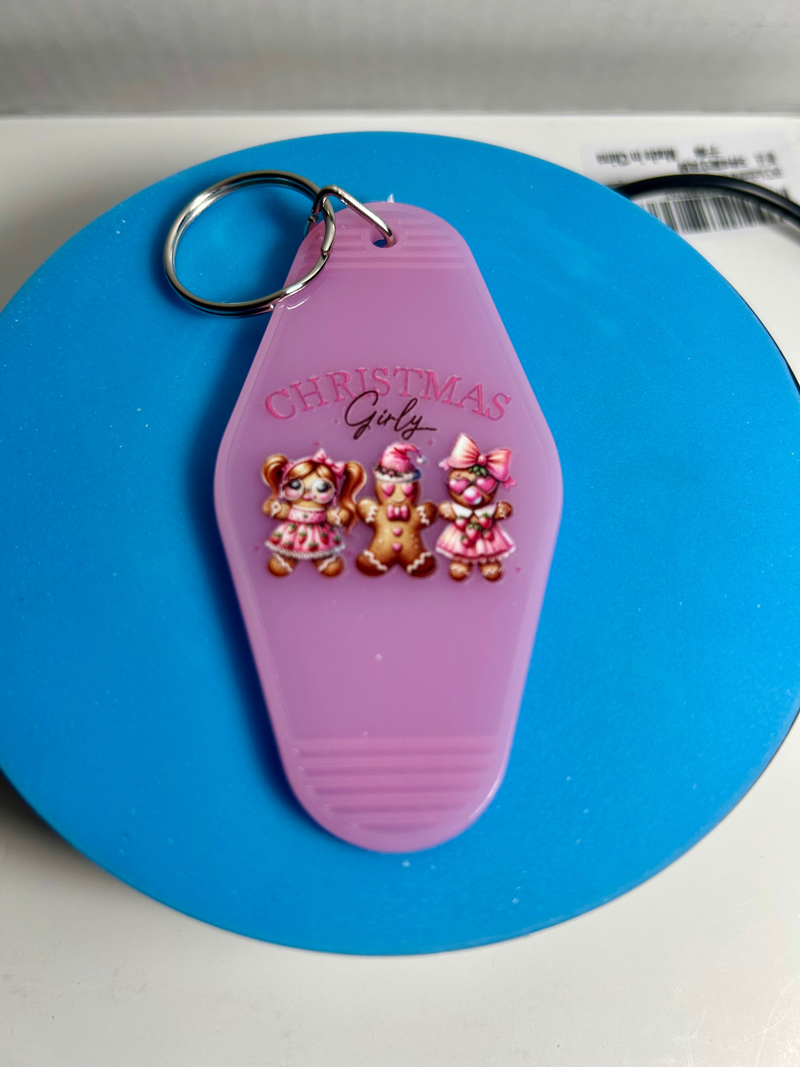 Retro Style Motel Keychain With Christmas Design