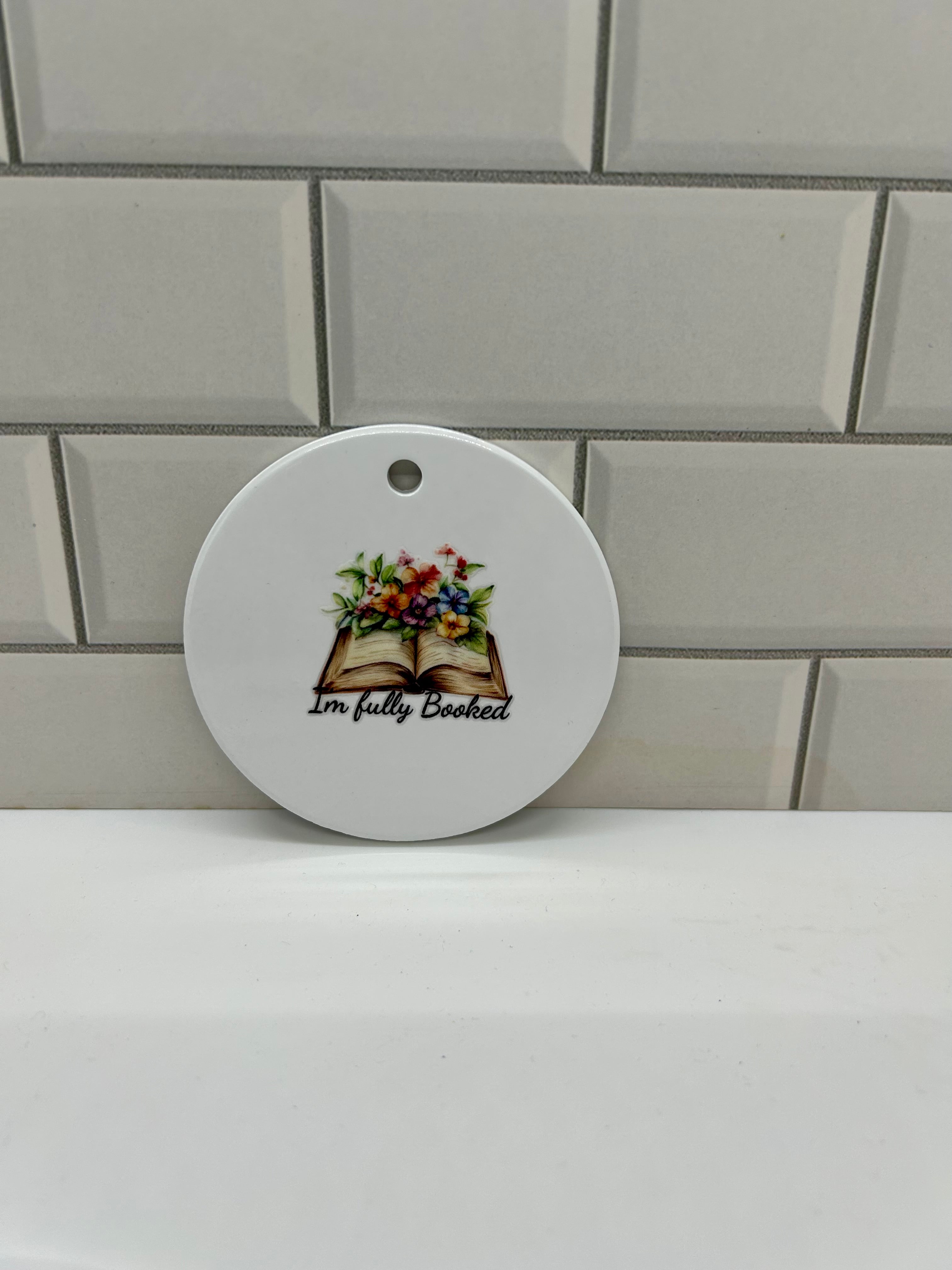 3x3 inch Ceramic Christmas Ornament featuring a Bookish Theme