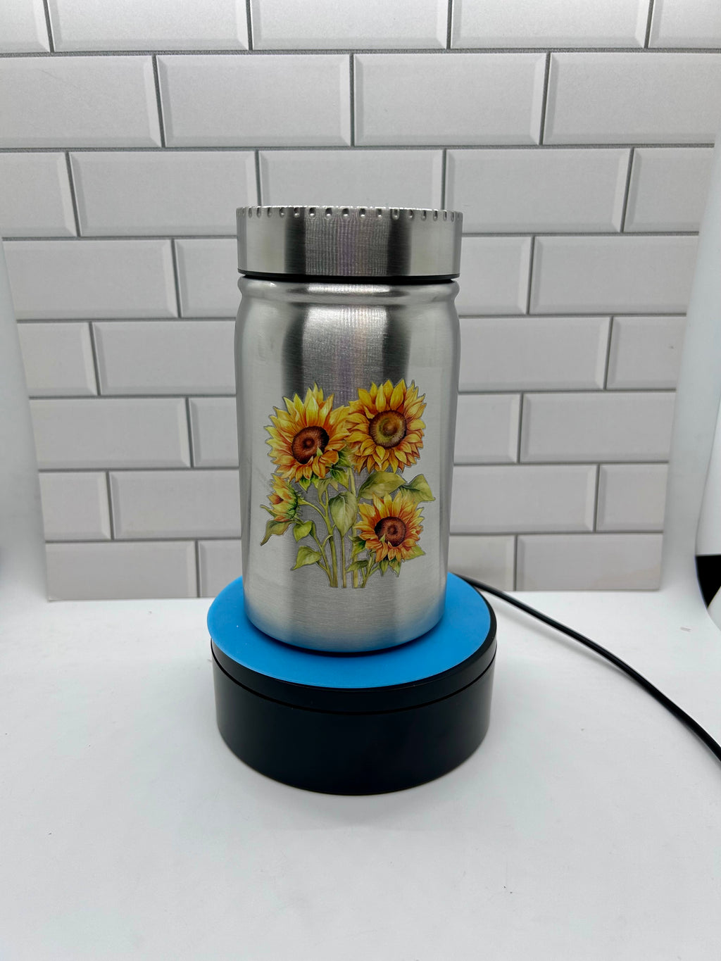 Gobelet de 500 ml en métal avec motif tournesol
