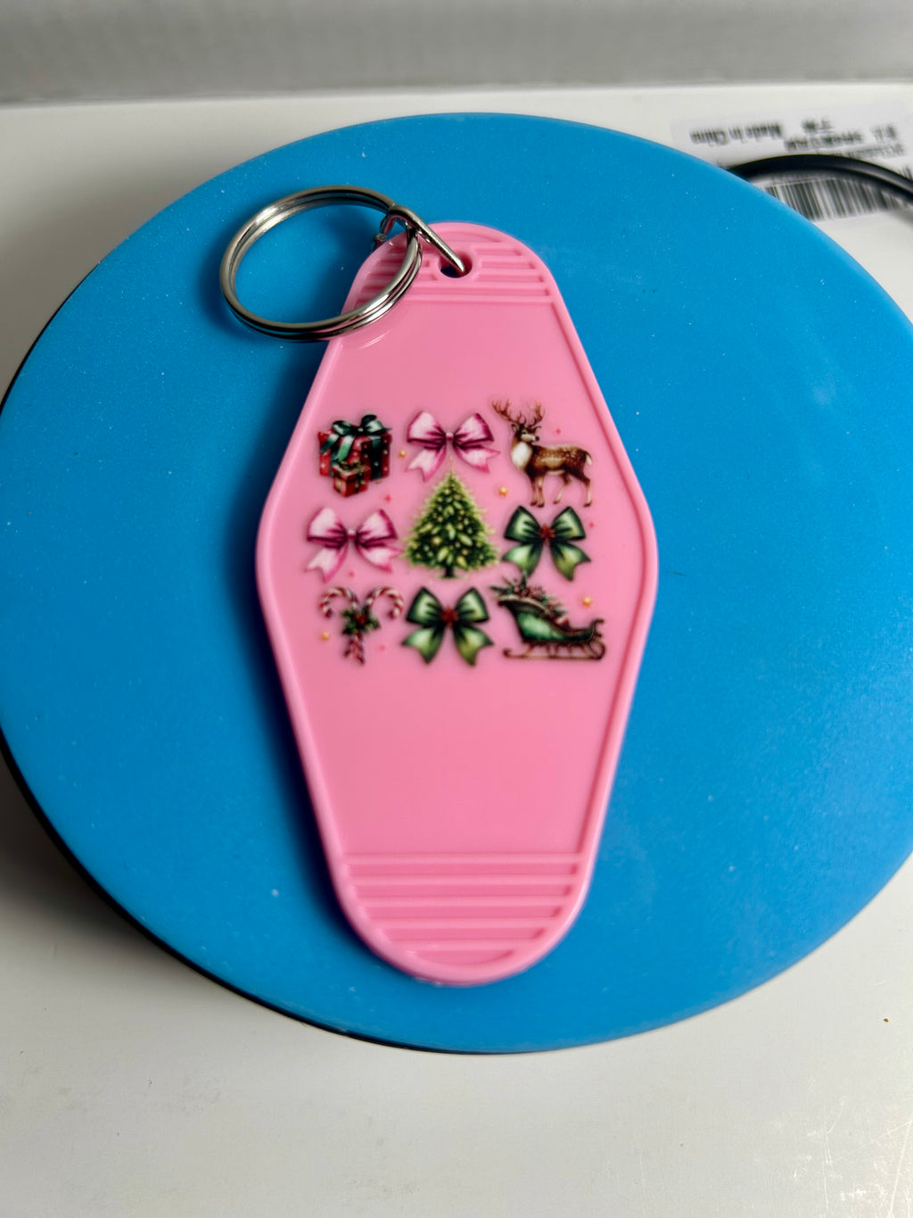 Porte-clés de motel de style rétro avec motif de Noël
