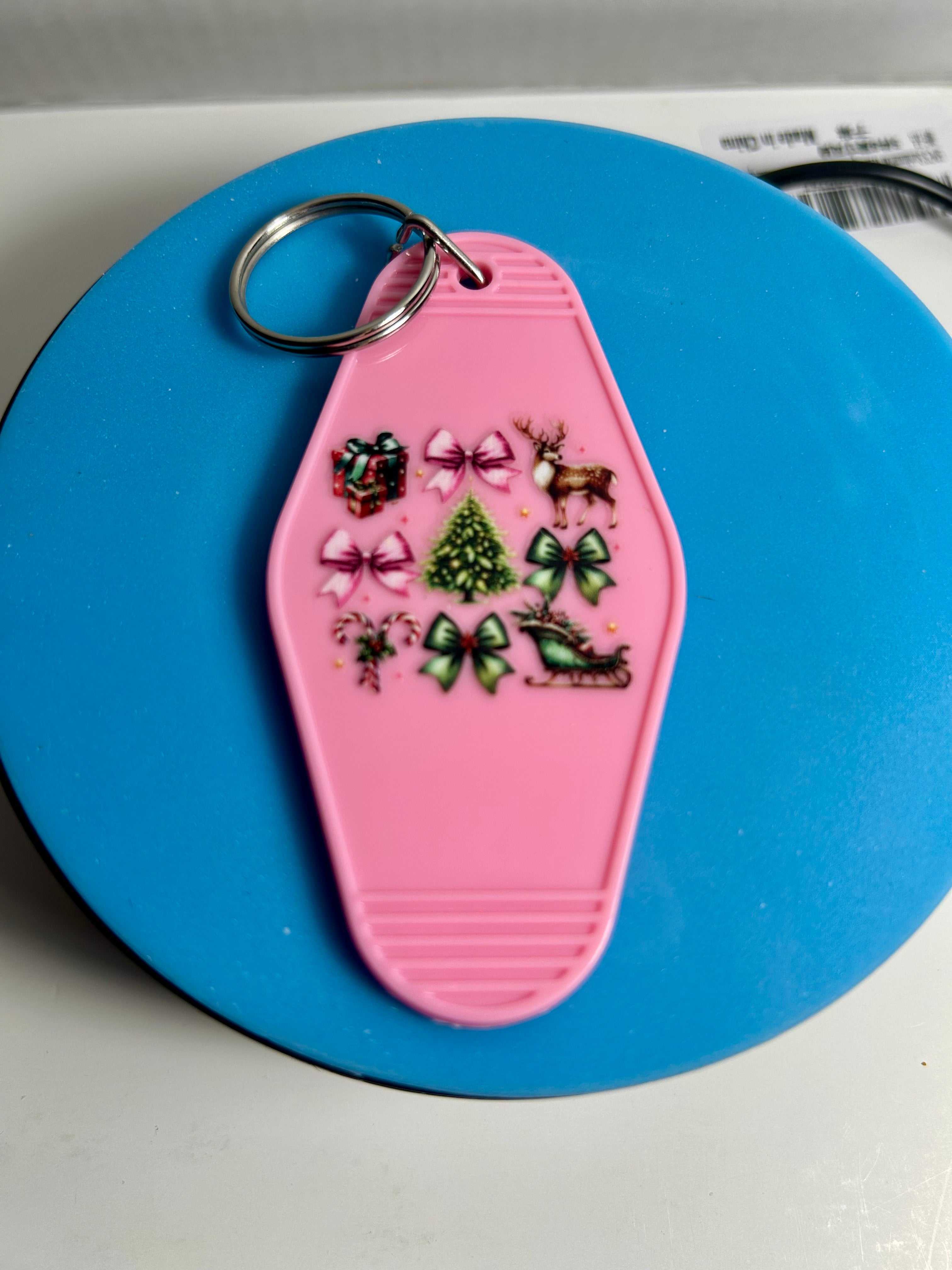 Porte-clés de motel de style rétro avec motif de Noël
