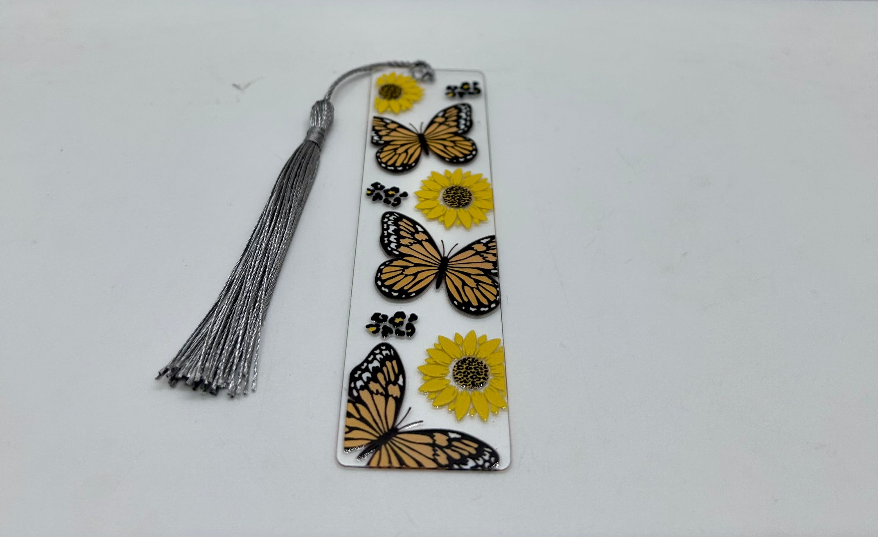 Acrylic Bookmark with Gray Colored Tassel, Butterfly Theme