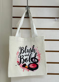 Mini sac fourre-tout en toile avec poignées blanches, orné d'un magnifique motif de maquillage. 25x25 cm