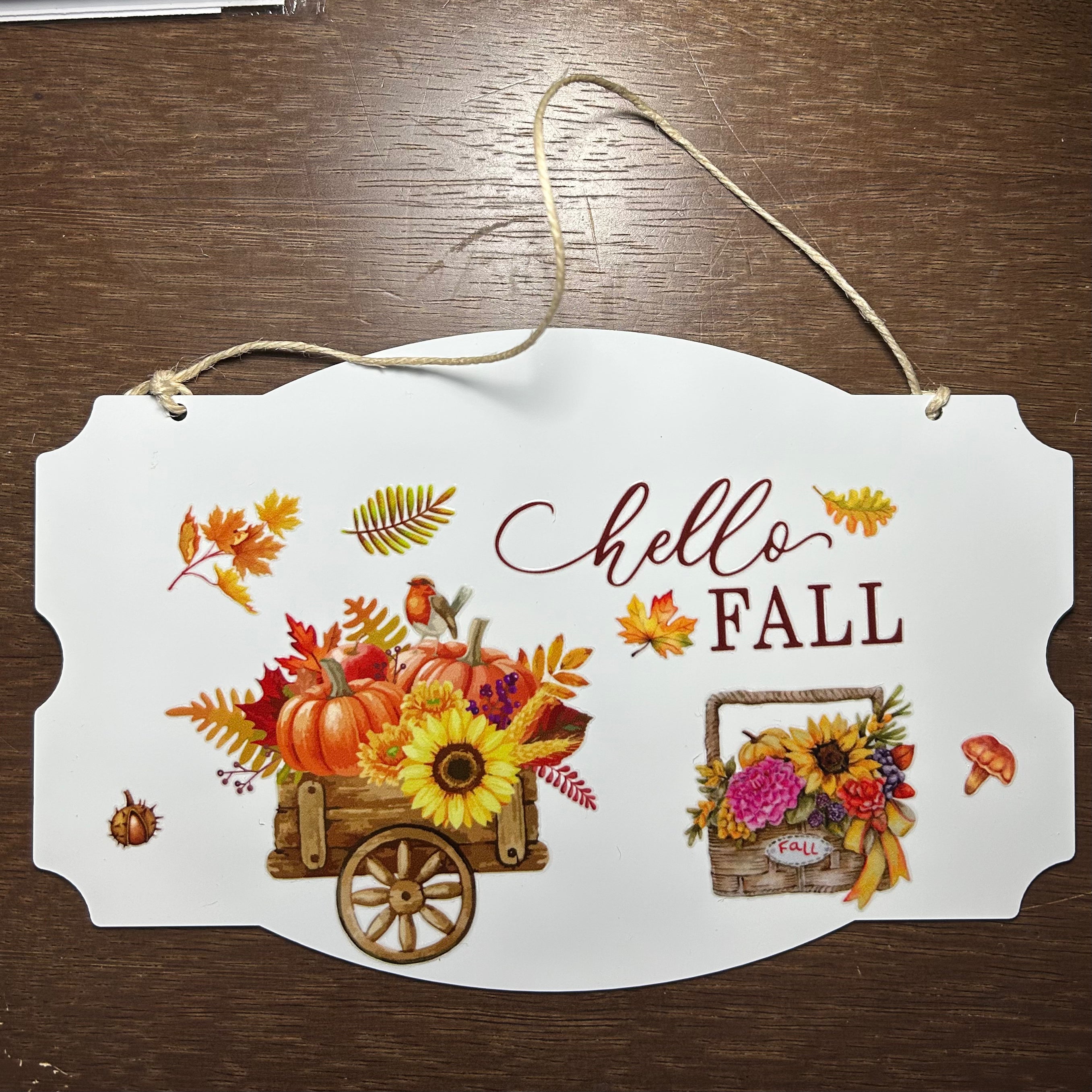 8 inch Metal Sign featuring a Fall Theme