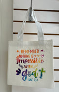 Canvas Mini Tote Bag With White Handles, Featuring a Beautiful Inspirational Design. 10x10 inches