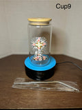 16 oz Glass Tumbler with a bamboo lid featuring a Beautiful Design, comes with metal straw and cleaning brush