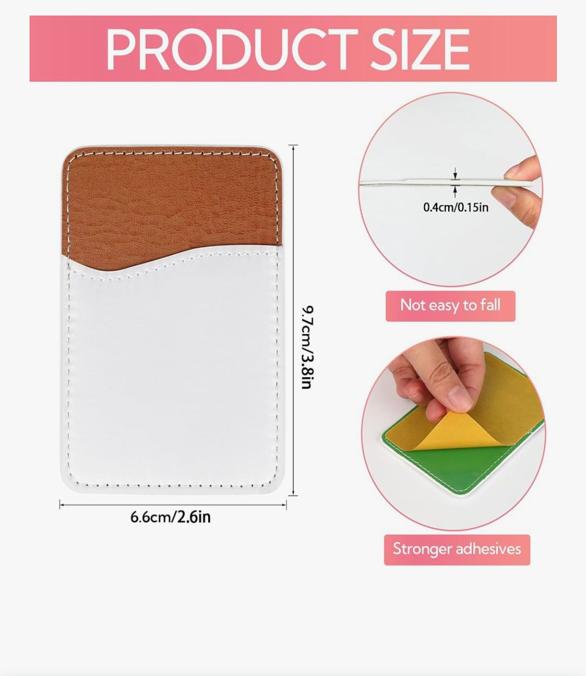 PU Leather Phone Card Holder, Stick On Credit Card Holder