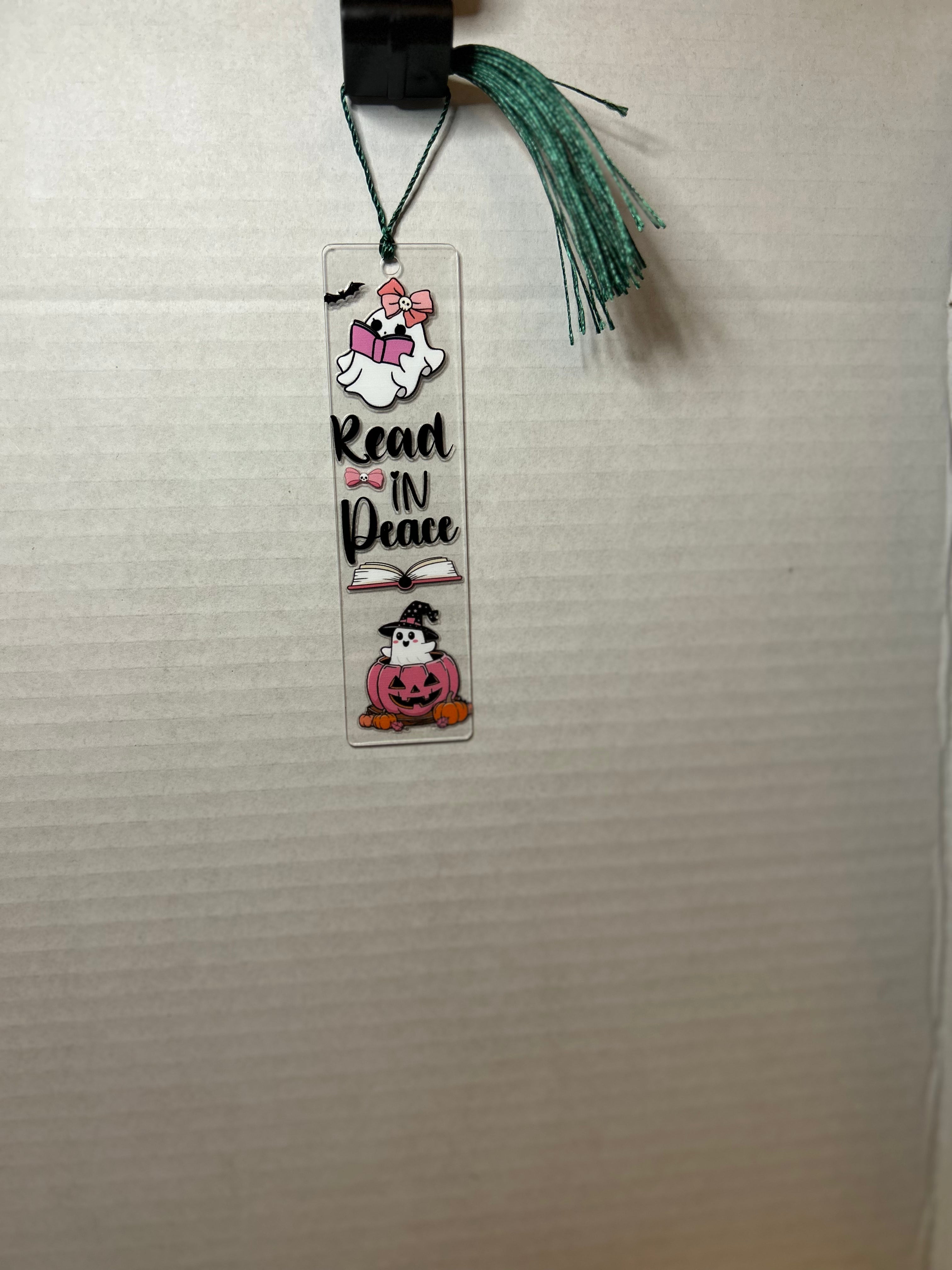 Acrylic Bookmark With Colored Tassel Featuring a Halloween Theme