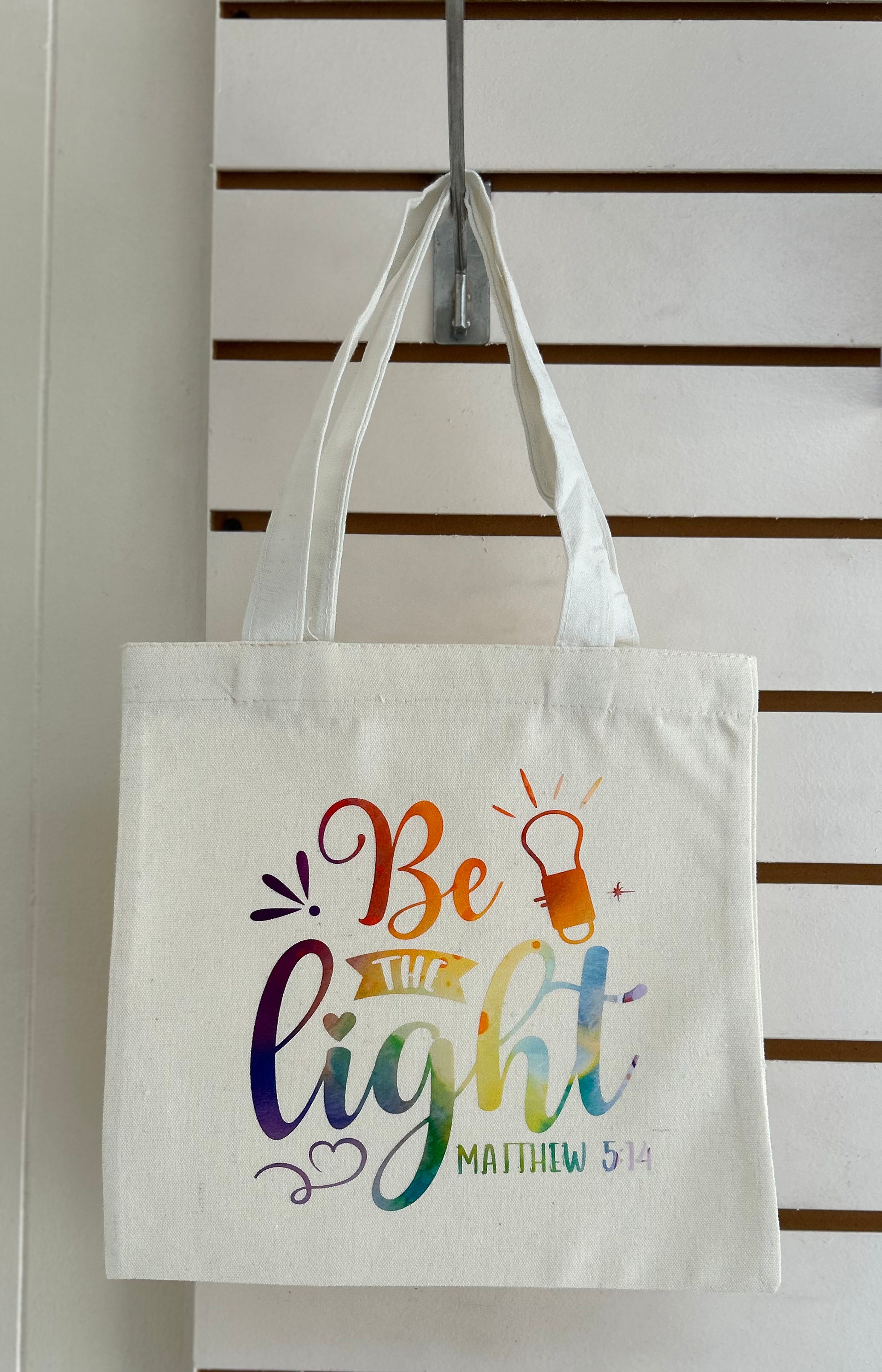 Canvas Mini Tote Bag With White Handles, Featuring a Beautiful Inspirational Design. 10x10 inches