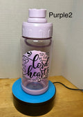 14 oz Plastic Water Bottle with Handle and Screw on Lid featuring a Beautiful Design