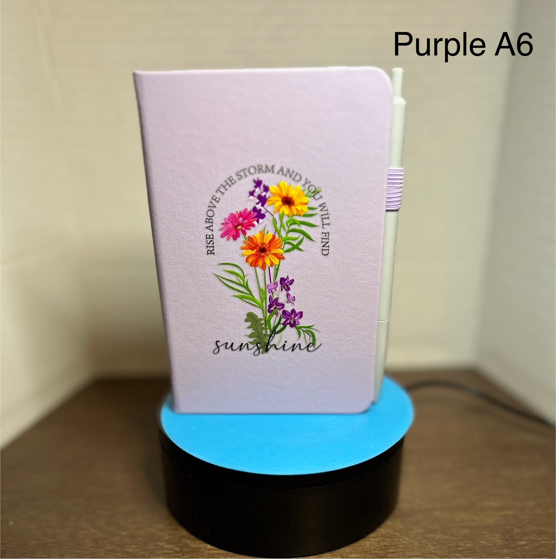 A6 Blank Lined Journal Featuring A beautiful inspirational /floral Design-Purple