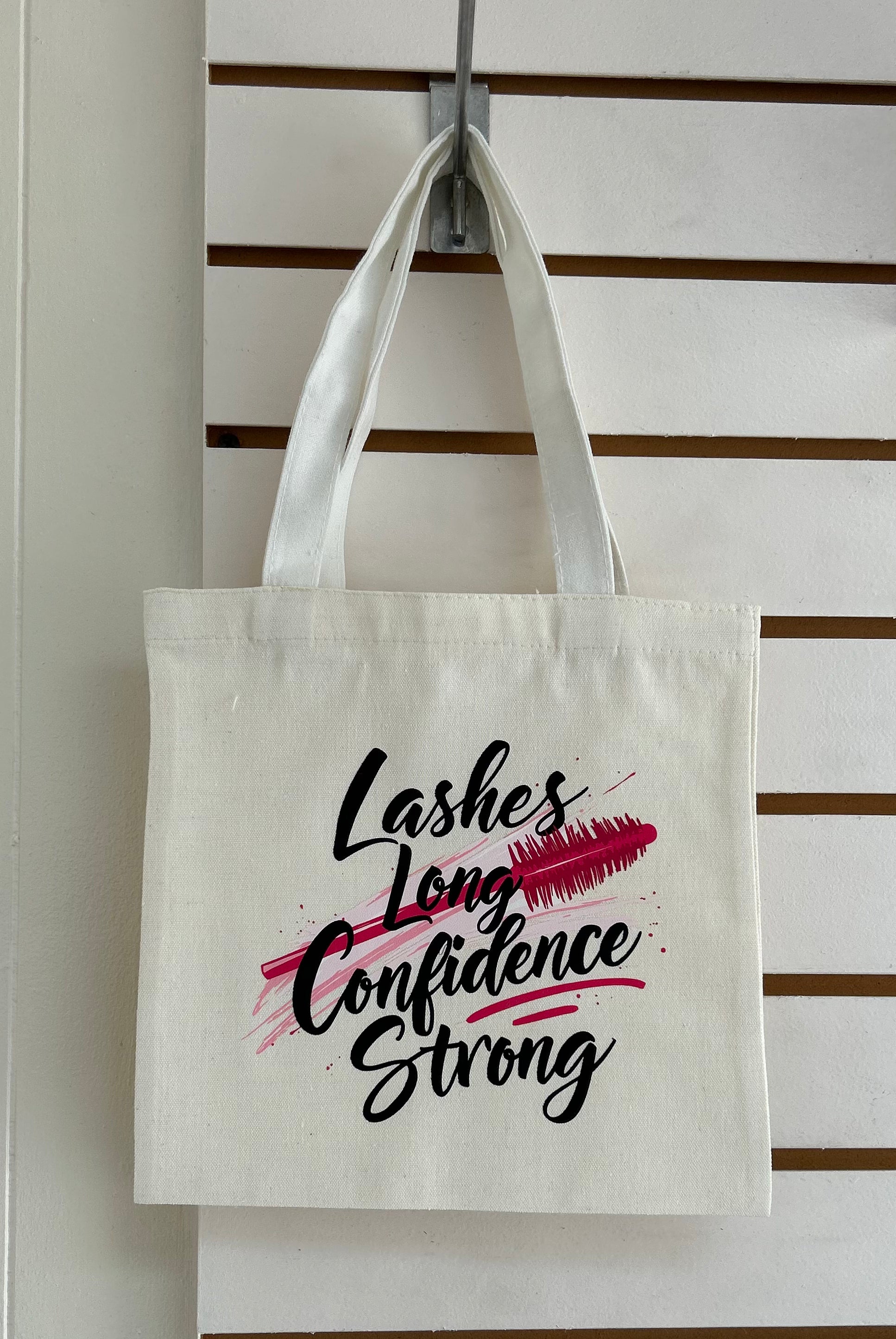 Canvas Mini Tote Bag With White Handles, Featuring a Beautiful Makeup Design. 10x10 inches
