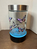 Bocal en verre avec couvercle métallique orné d'un magnifique motif papillon, 1,1 litre