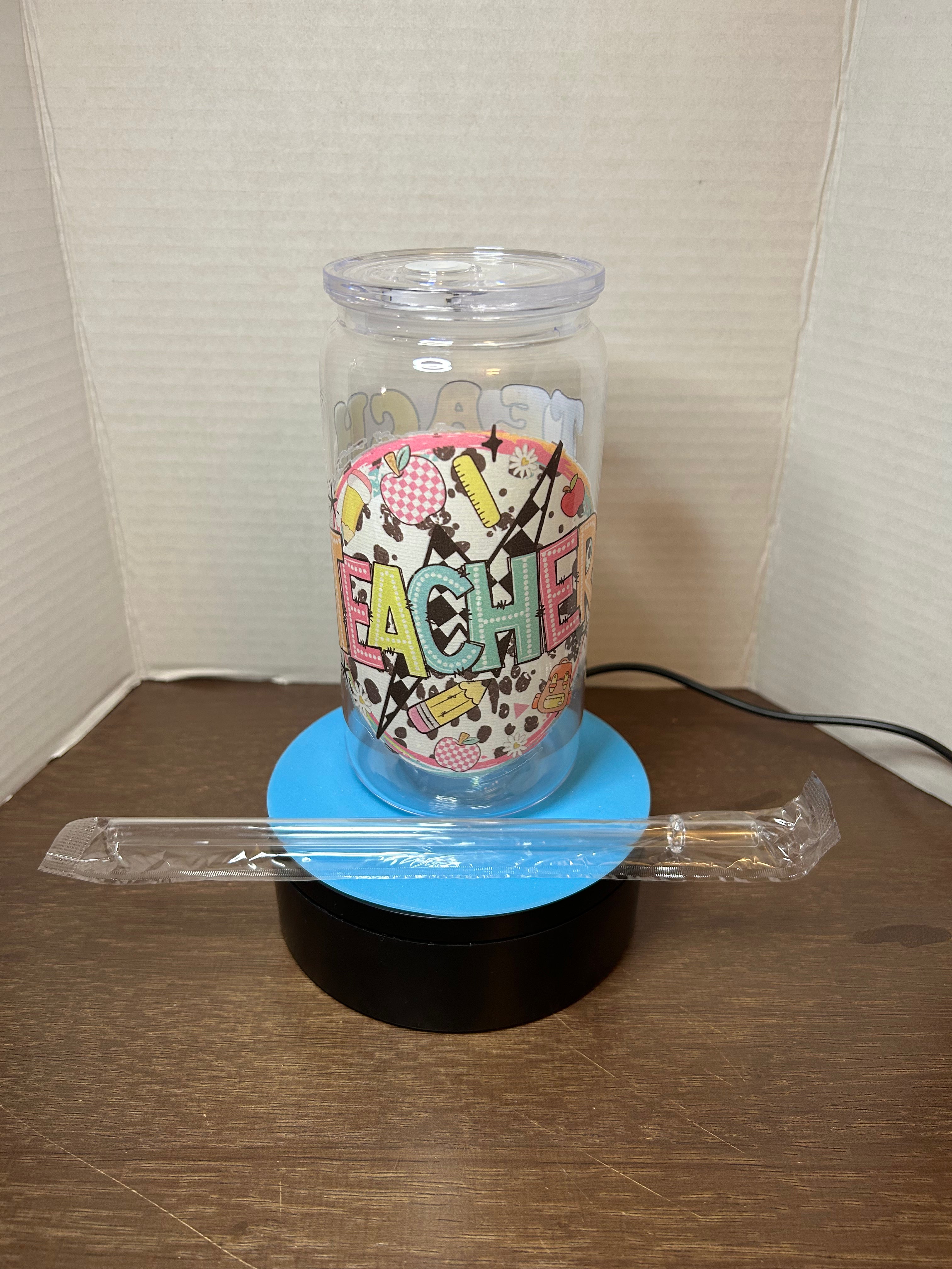 16 oz Acrylic Tumbler with Acrylic Straw featuring a Beautiful Design