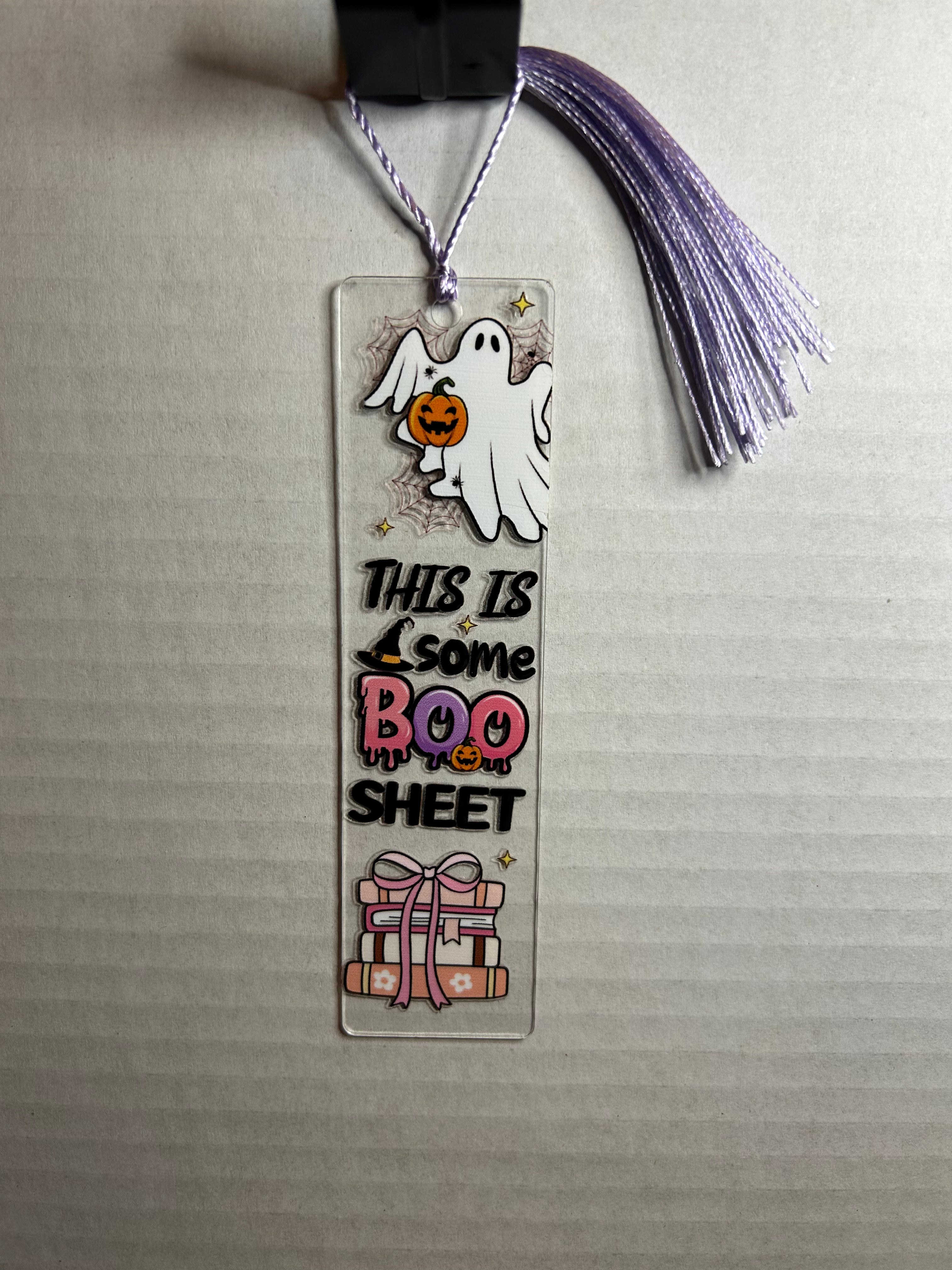 Acrylic Bookmark With Colored Tassel Featuring a Halloween Theme