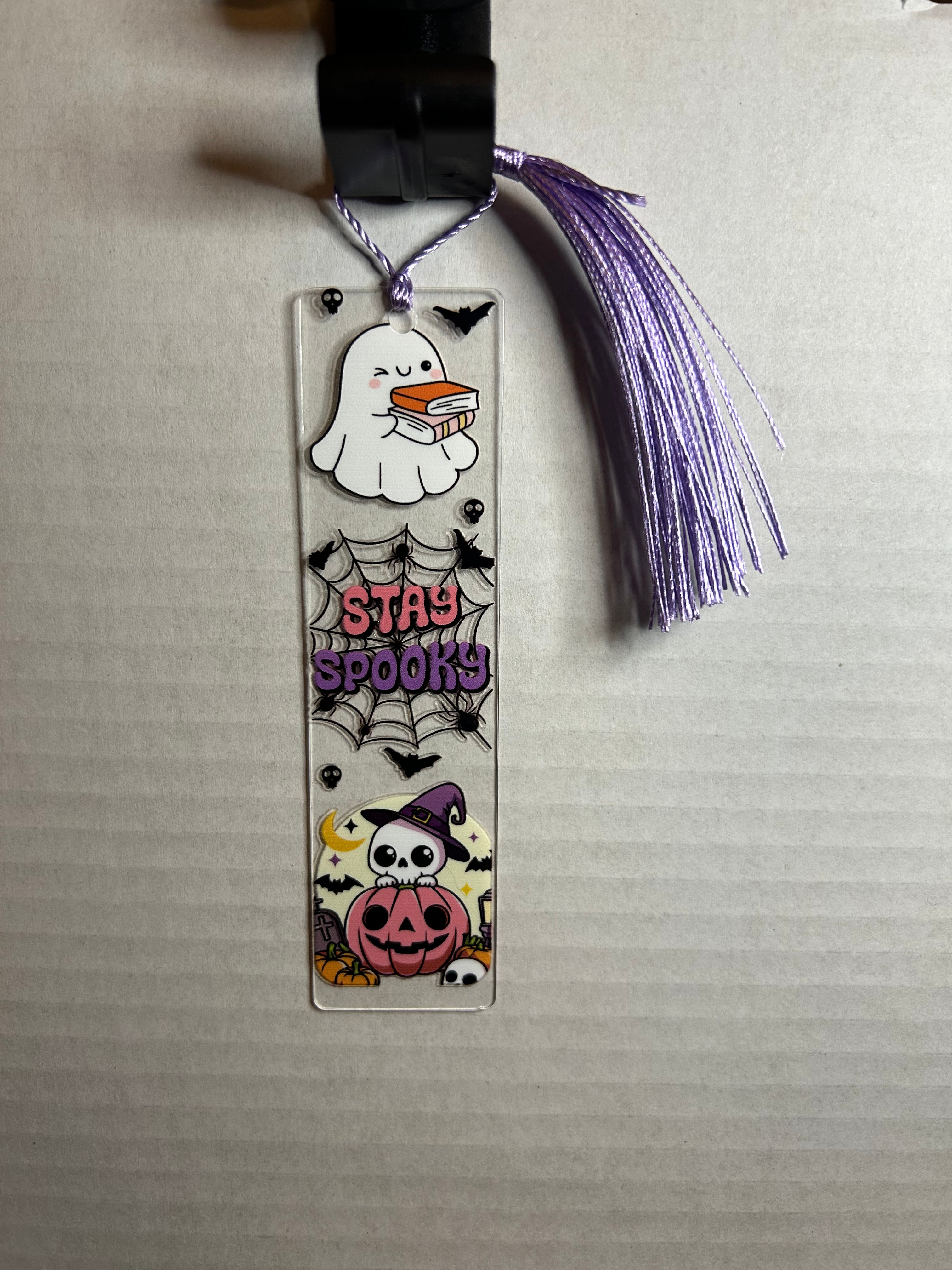 Acrylic Bookmark With Colored Tassel Featuring a Halloween Theme