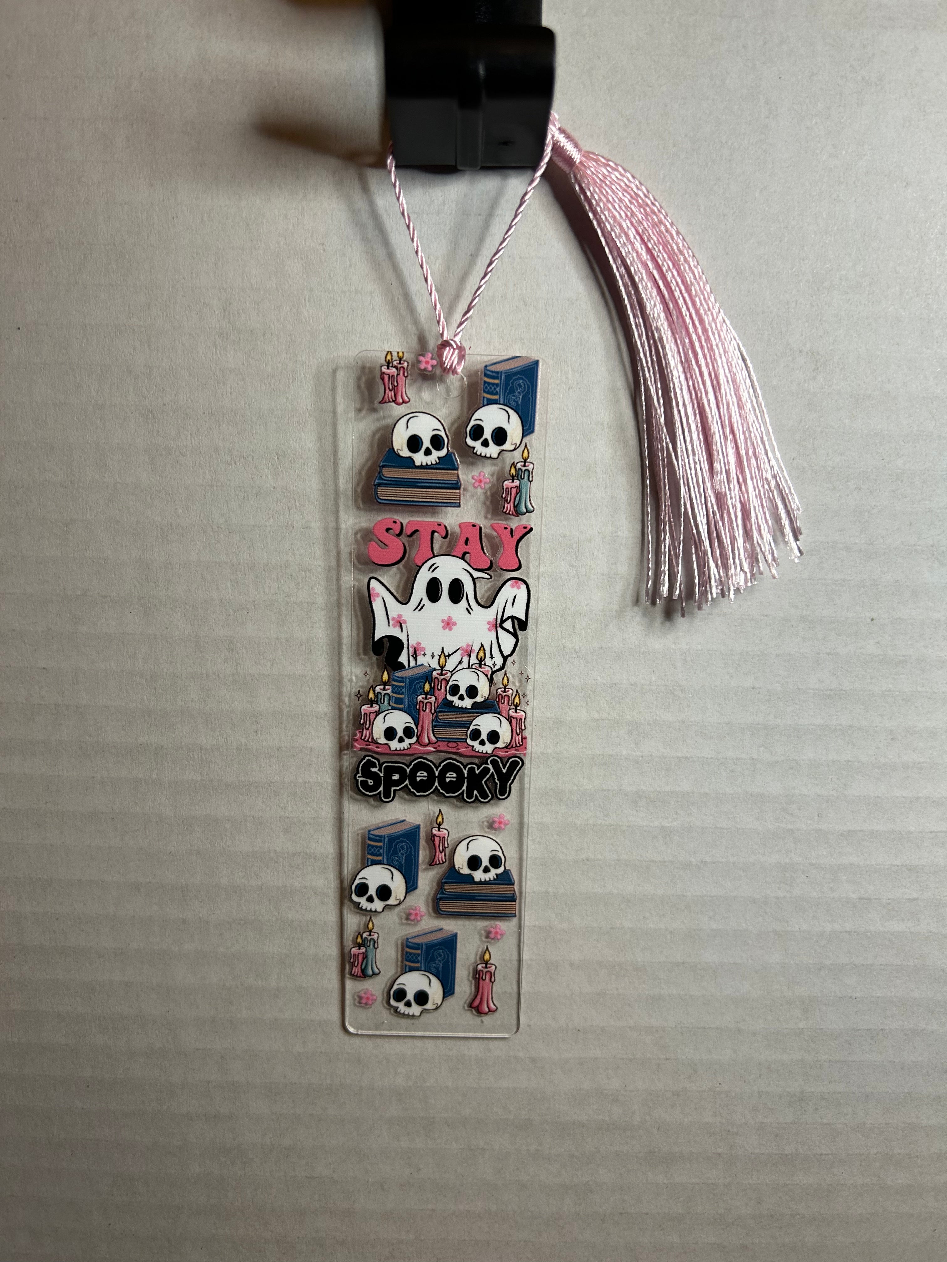 Acrylic Bookmark With Colored Tassel Featuring a Halloween Theme