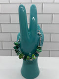 Beaded Silver Bracelet-Green Acrylic Beads & Spacers